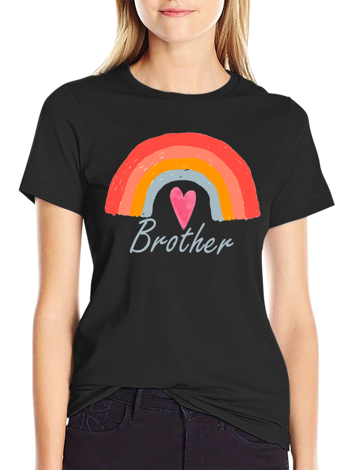 Brother Rainbow Heart Graphic T-Shirt