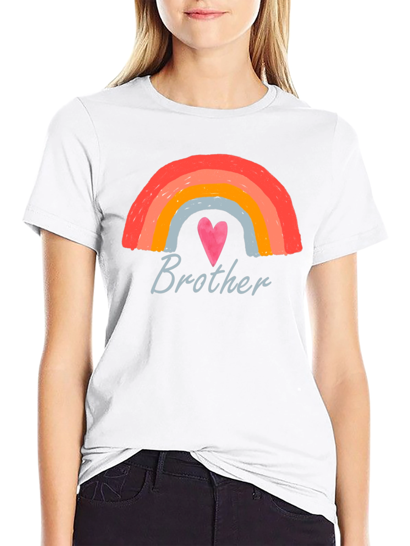 Brother Rainbow Heart Graphic T-Shirt