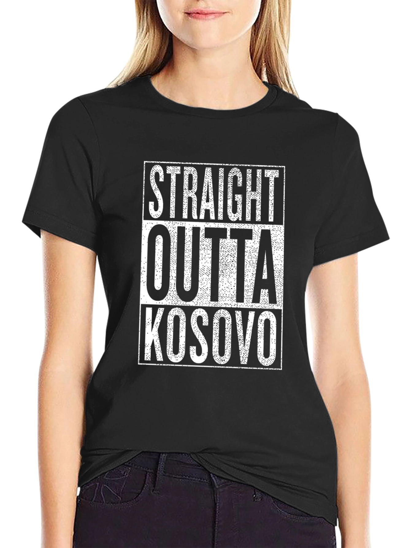 Straight Outta Kosovo Black T-Shirt