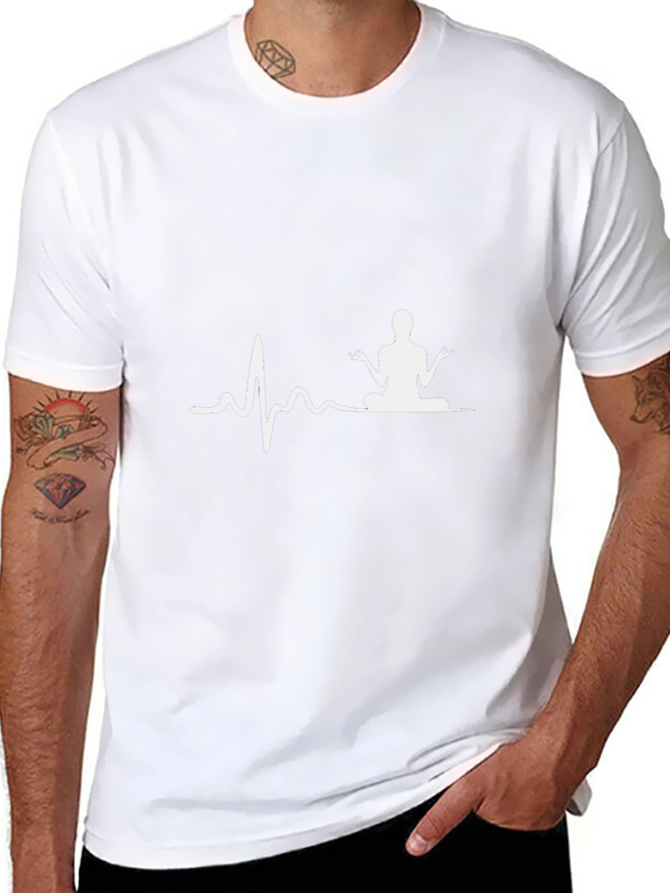 Zen Vibe Black Tee: Heartbeat Yoga Design