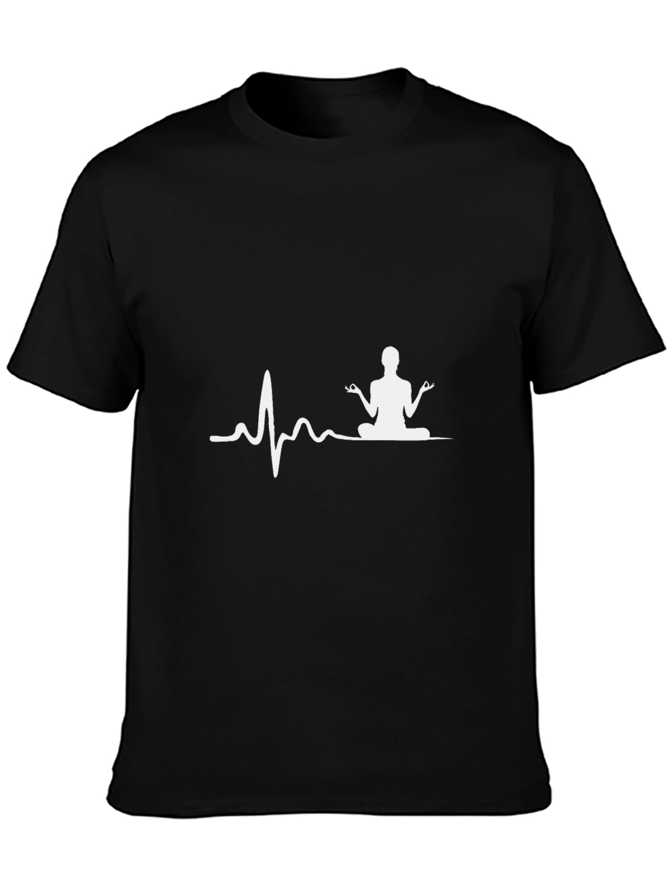 Zen Vibe Black Tee: Heartbeat Yoga Design