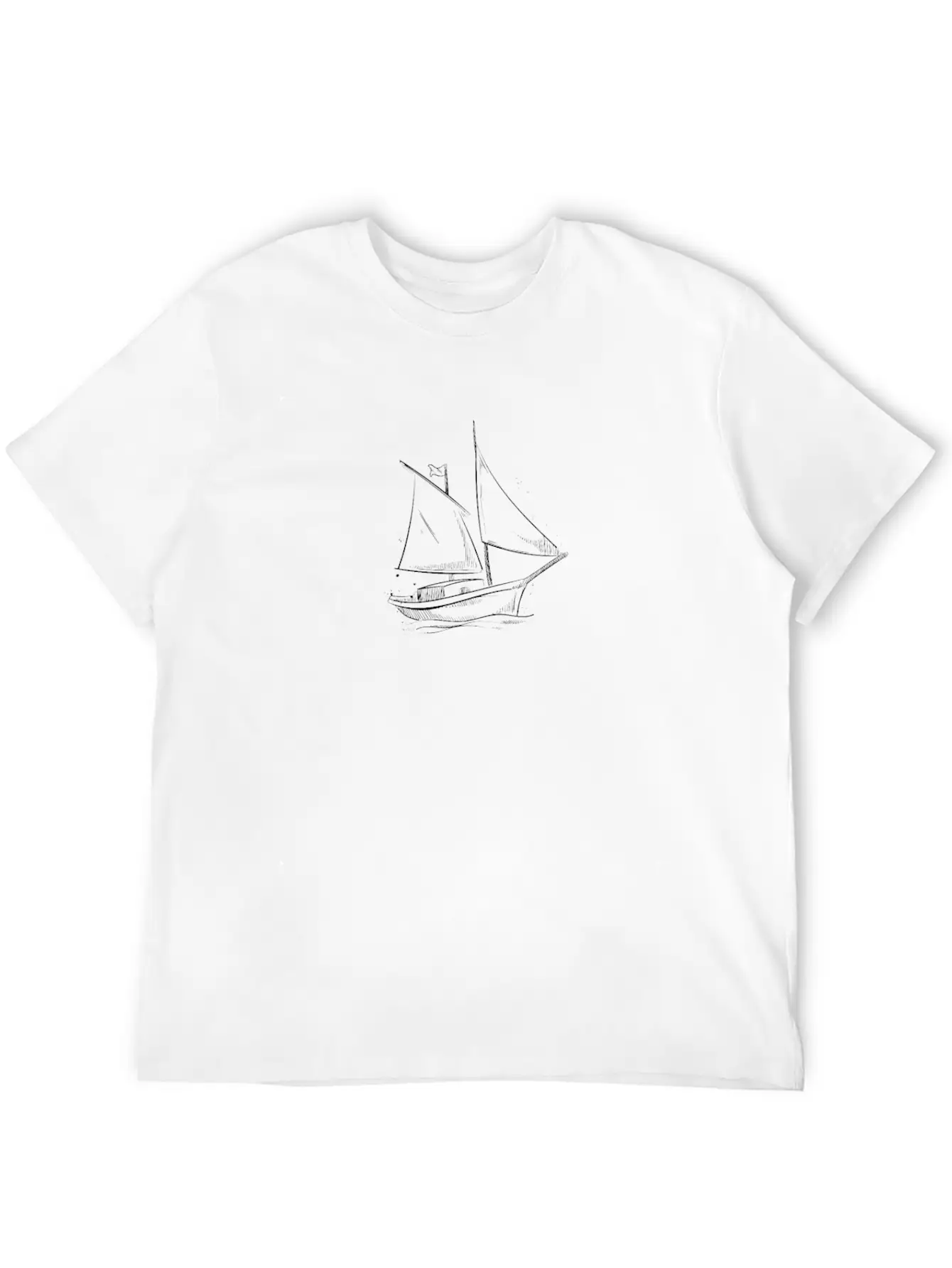 Sailor Sailing Sailboat Minimalism Design Lightweight Cotton T-Shirt – Daily Comfort Graphic Shirt