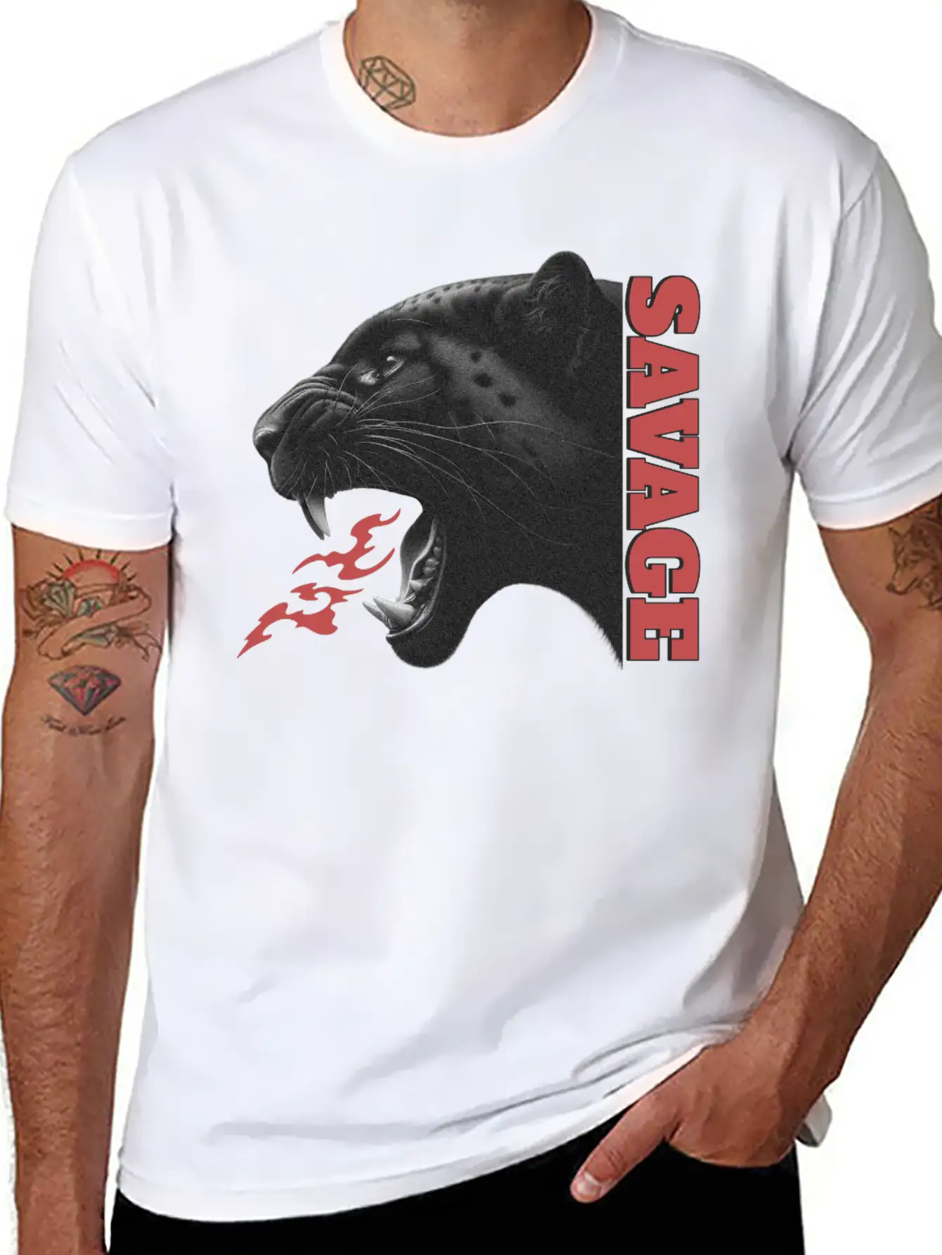 Savage Fierce Wild Black Panther Roar Lightweight Cotton T-Shirt – Daily Comfort Graphic Shirt