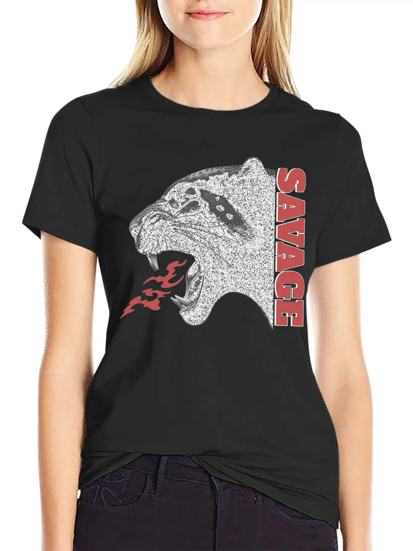Savage Fierce Wild Black Panther Roar Lightweight Cotton T-Shirt – Daily Comfort Graphic Shirt