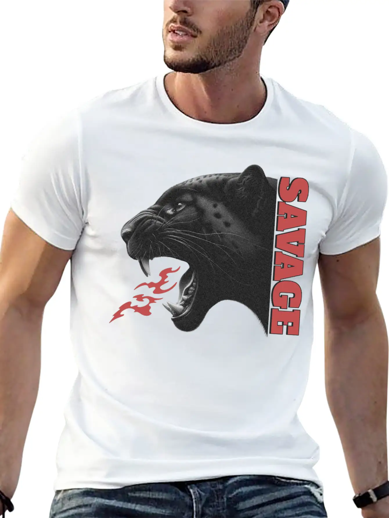 Savage Fierce Wild Black Panther Roar Lightweight Cotton T-Shirt – Daily Comfort Graphic Shirt