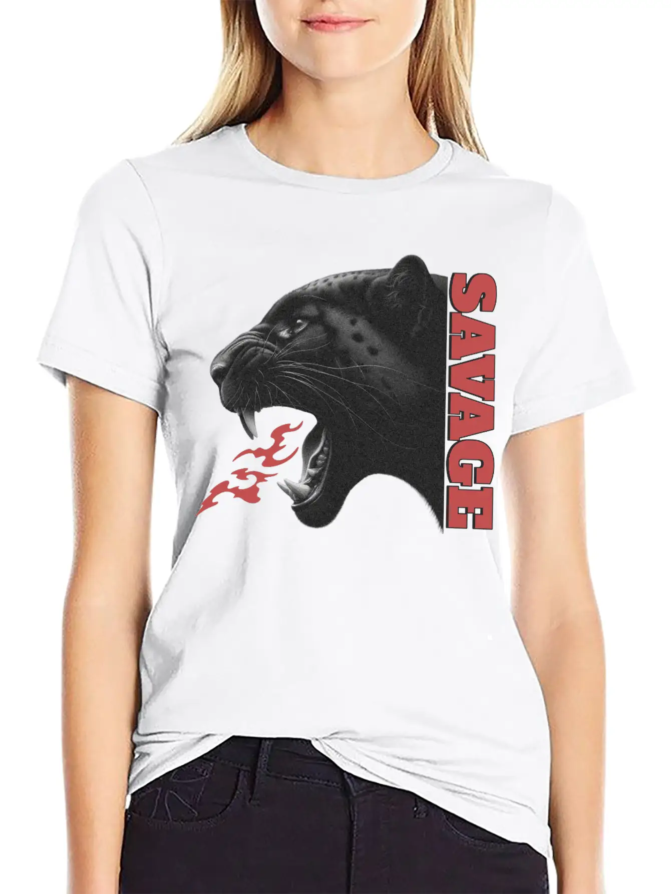 Savage Fierce Wild Black Panther Roar Lightweight Cotton T-Shirt – Daily Comfort Graphic Shirt