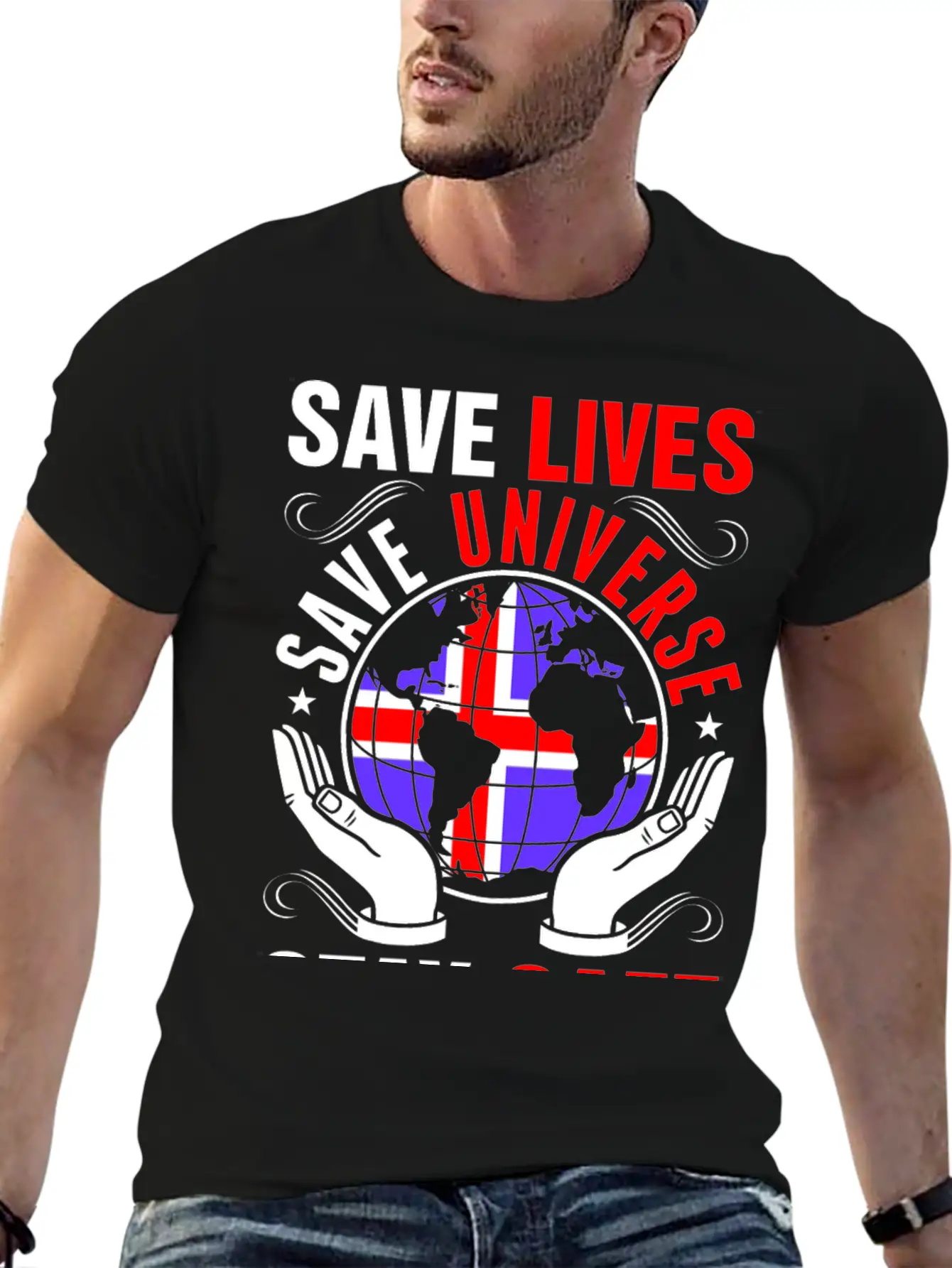 Save Lives Save Universe Stay Safe Icelander Tees Lightweight Cotton T-Shirt – Daily Comfort Graphic Shirt
