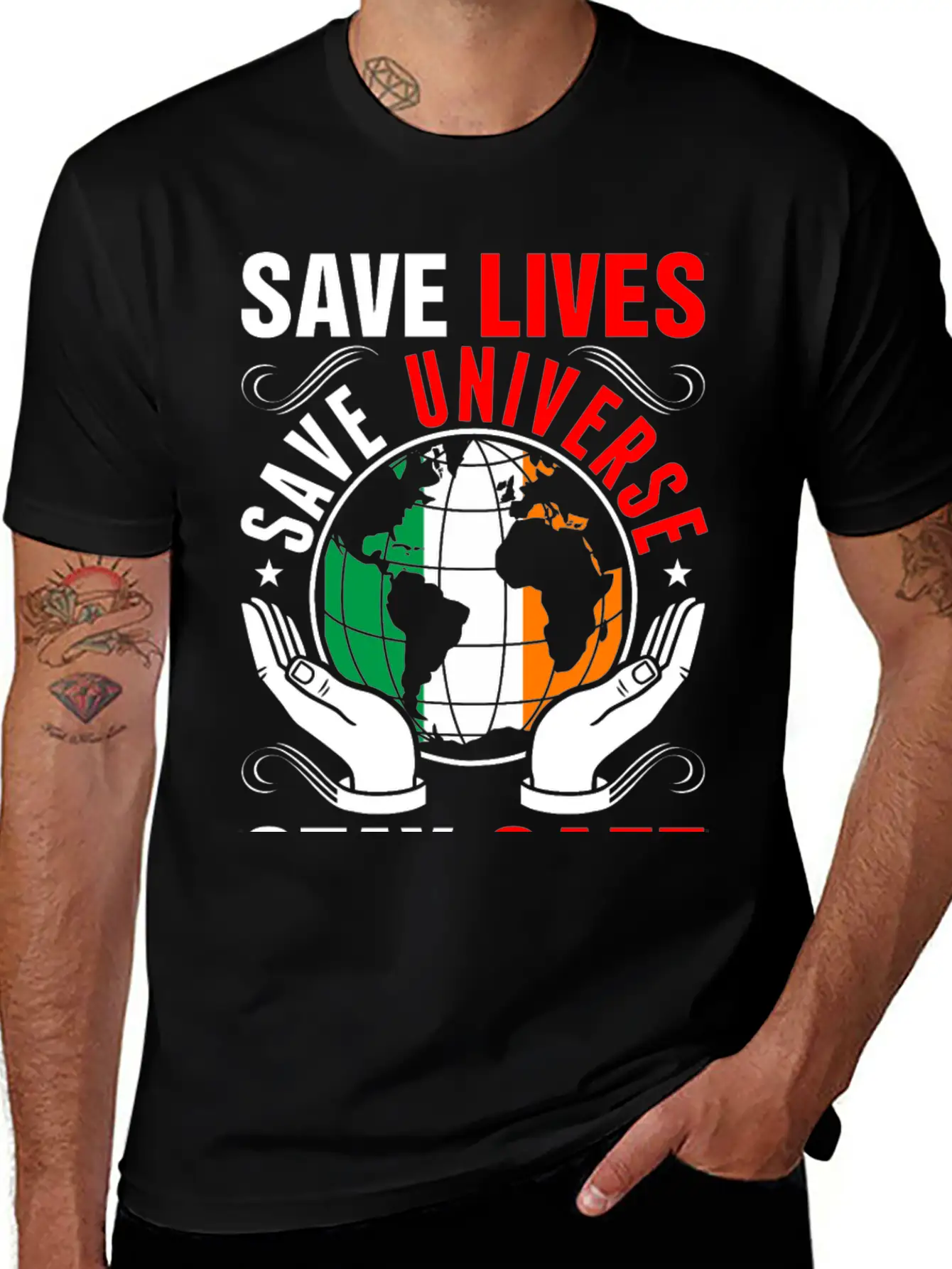Save Lives Save Universe Stay Safe Irish Tshirt Lightweight Cotton T-Shirt – Daily Comfort Graphic Shirt