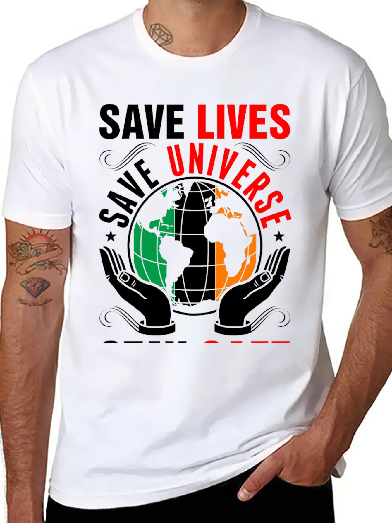 Save Lives Save Universe Stay Safe Irish Tshirt Lightweight Cotton T-Shirt – Daily Comfort Graphic Shirt