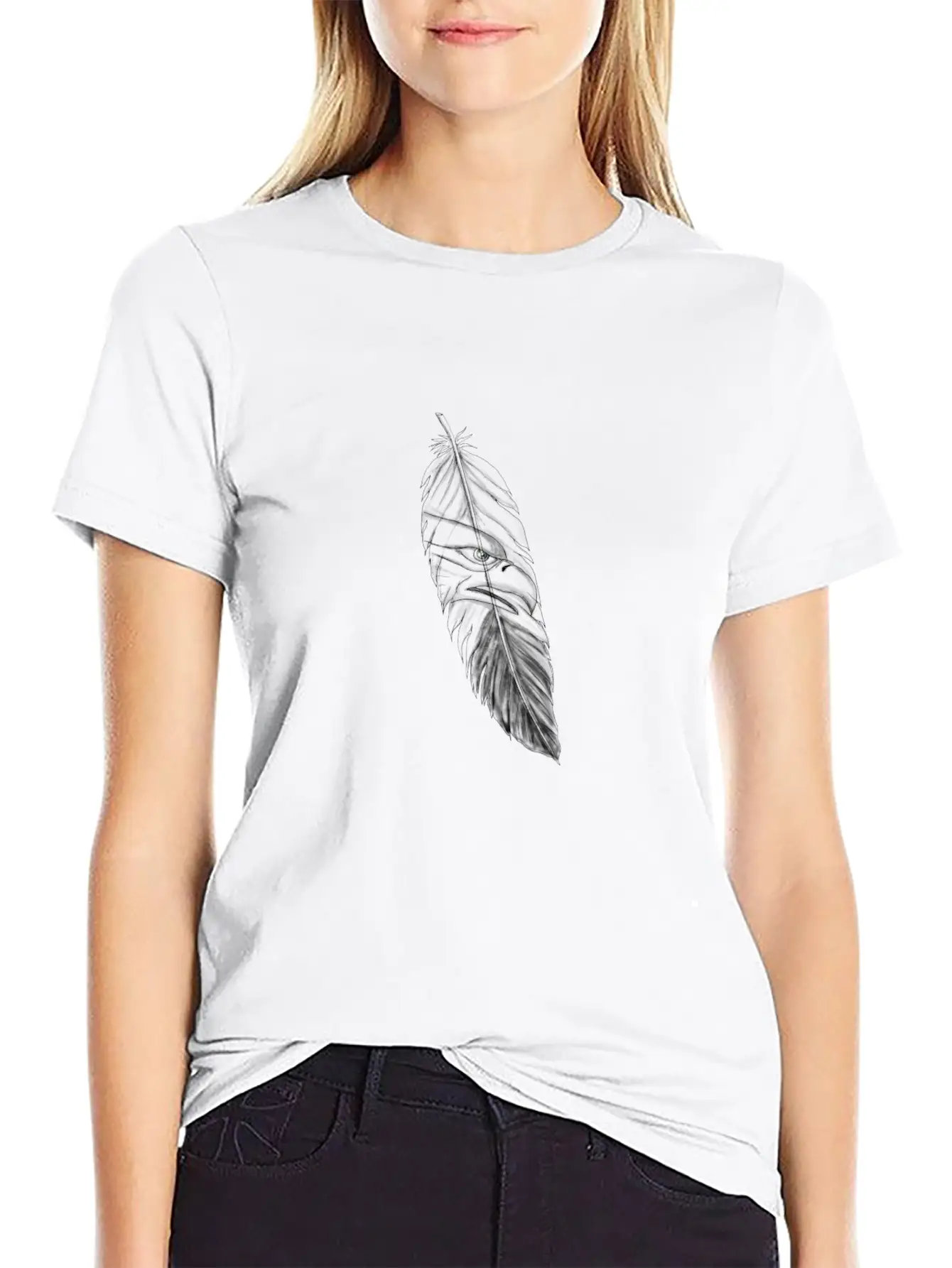 Sea Eagle Feather Tattoo Lightweight Cotton T-Shirt – Daily Comfort Graphic Shirt