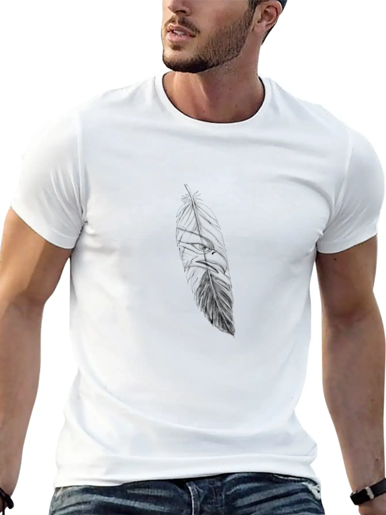 Sea Eagle Feather Tattoo Lightweight Cotton T-Shirt – Daily Comfort Graphic Shirt