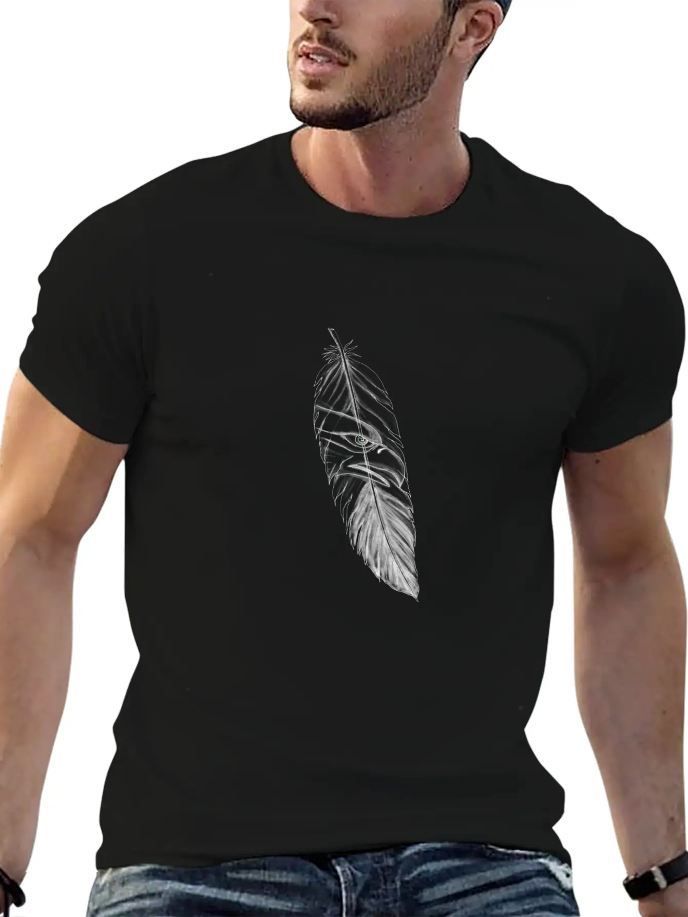 Sea Eagle Feather Tattoo Lightweight Cotton T-Shirt – Daily Comfort Graphic Shirt