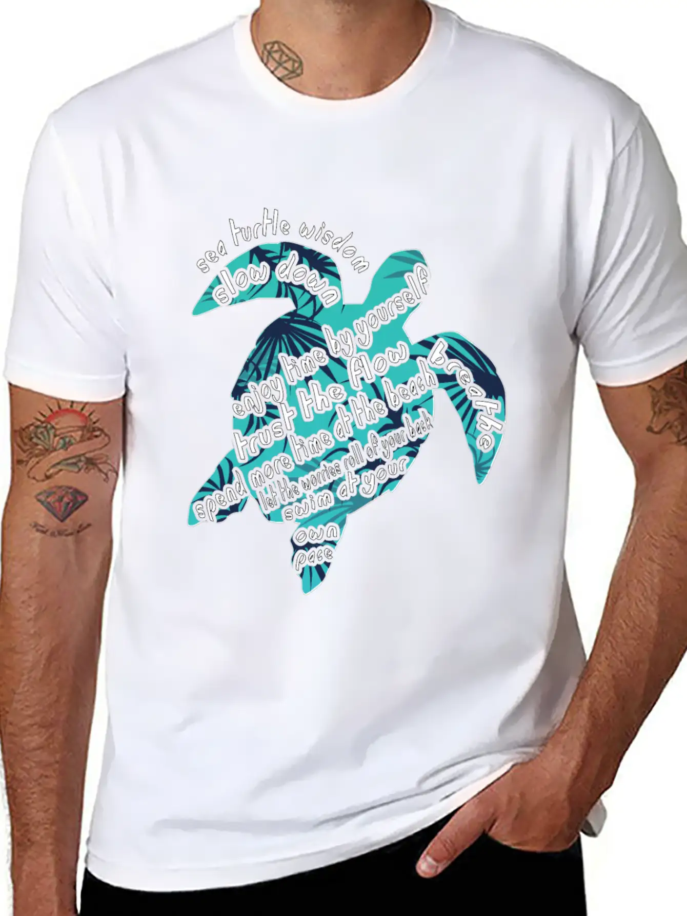 Sea Turtle Wisdom Slow Down Hawaii Gift Shirt Lightweight Cotton T-Shirt – Daily Comfort Graphic Shirt
