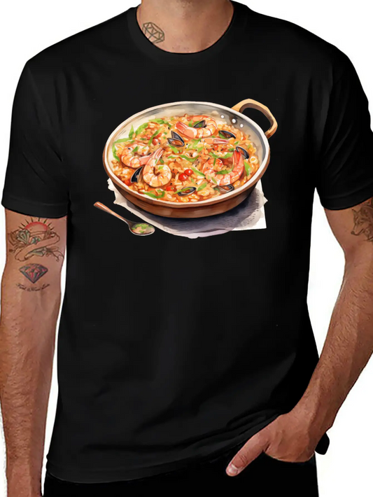 Seafood Risotto In A Copper Pan Lightweight Cotton T-Shirt – Daily Comfort Graphic Shirt