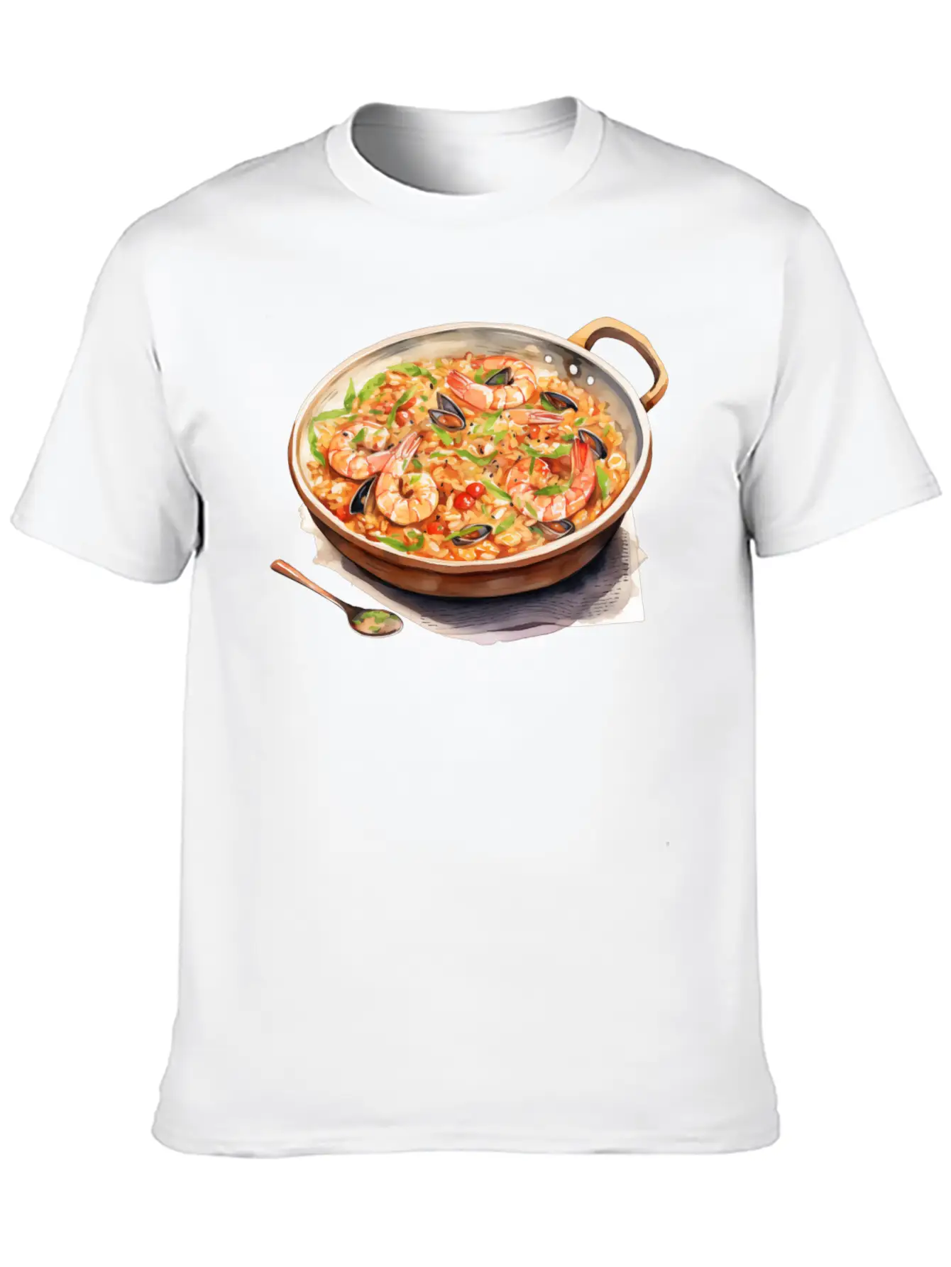 Seafood Risotto In A Copper Pan Lightweight Cotton T-Shirt – Daily Comfort Graphic Shirt