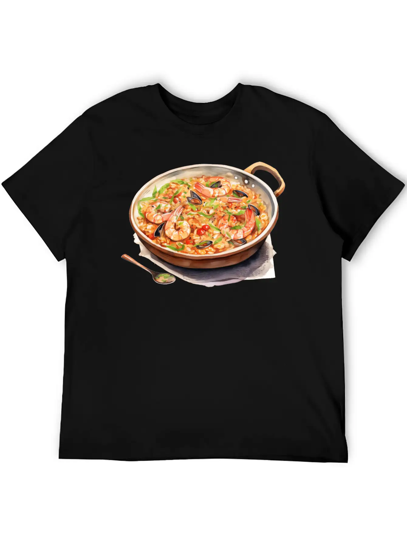 Seafood Risotto In A Copper Pan Lightweight Cotton T-Shirt – Daily Comfort Graphic Shirt