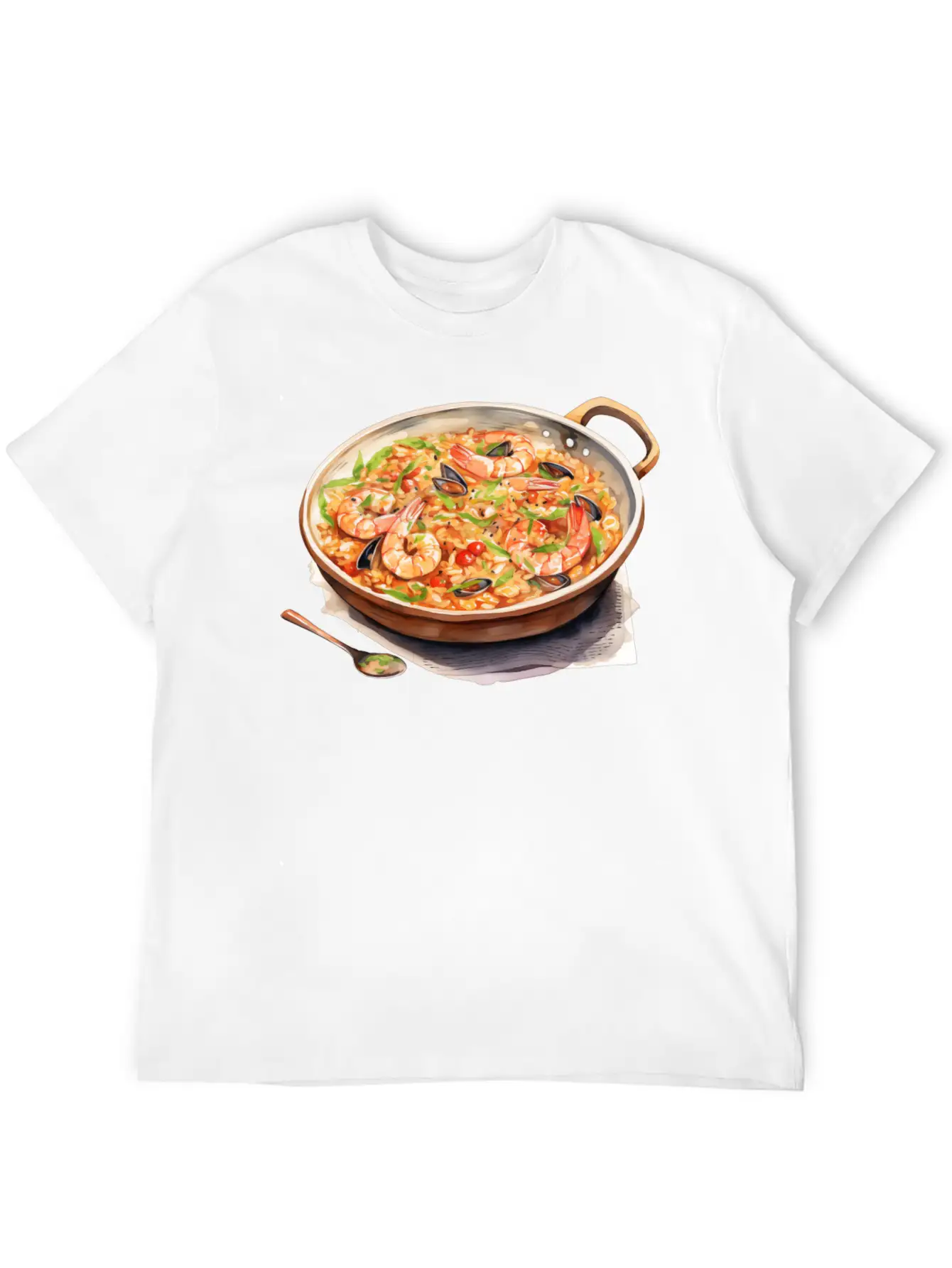 Seafood Risotto In A Copper Pan Lightweight Cotton T-Shirt – Daily Comfort Graphic Shirt