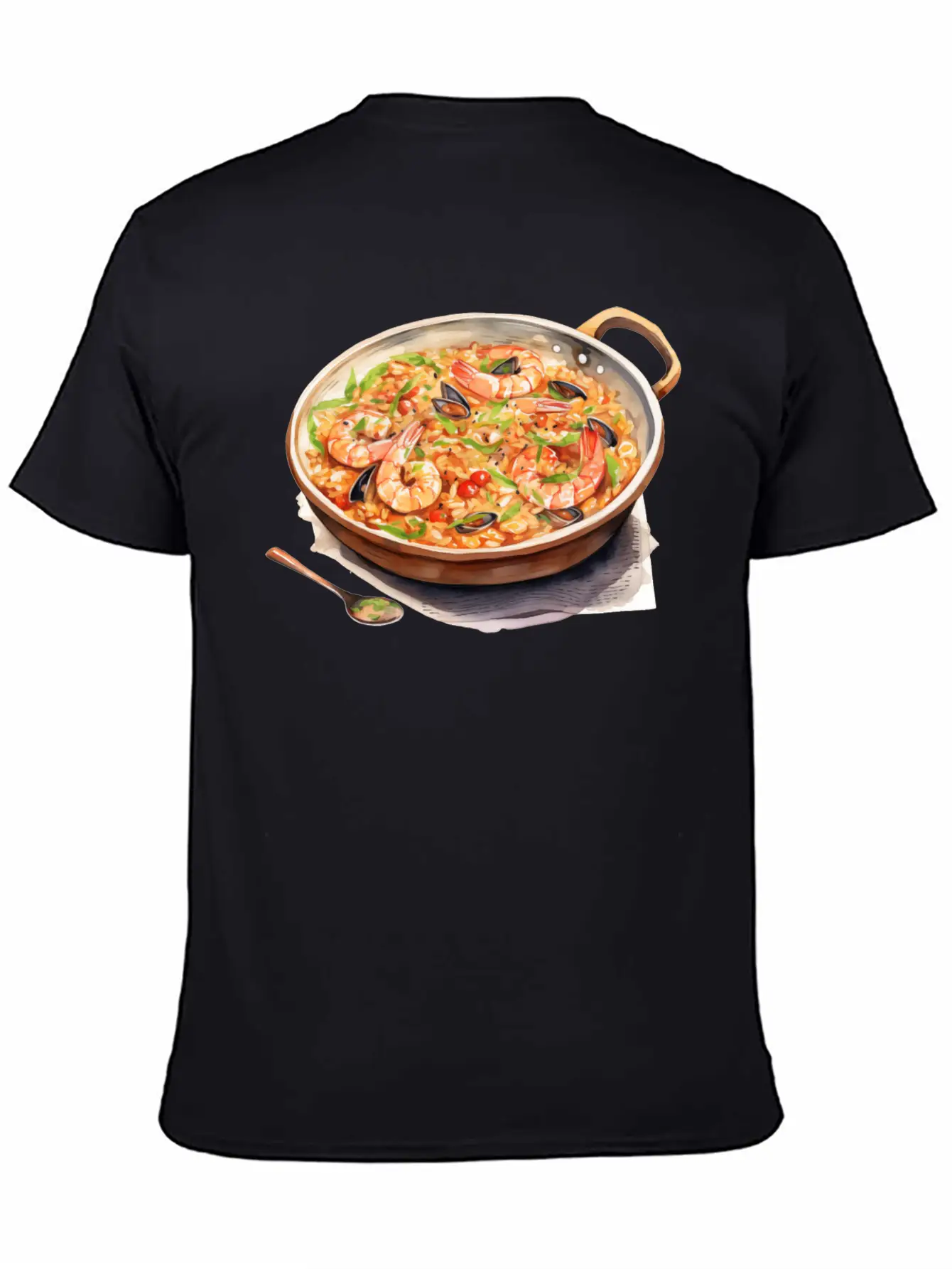 Seafood Risotto In A Copper Pan Lightweight Cotton T-Shirt – Daily Comfort Graphic Shirt