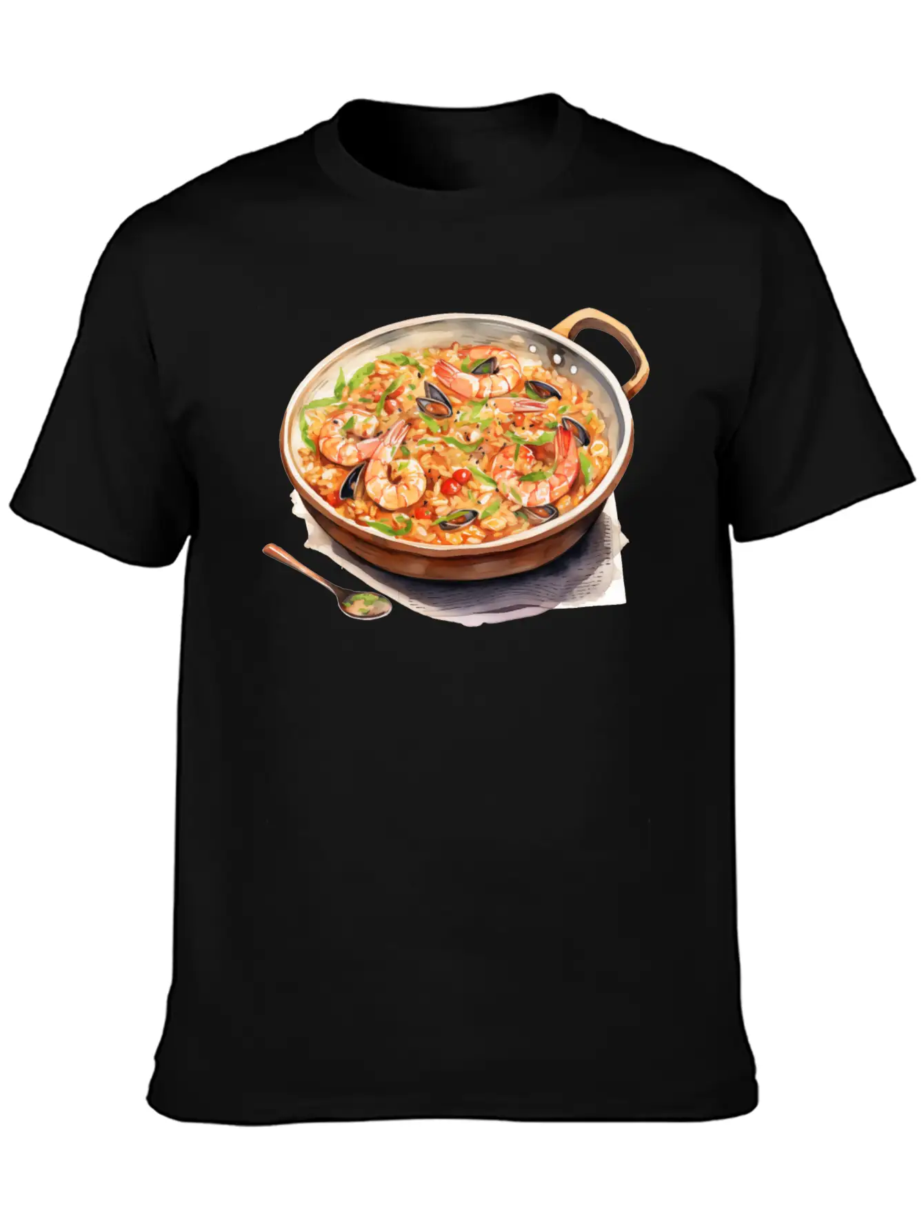 Seafood Risotto In A Copper Pan Lightweight Cotton T-Shirt – Daily Comfort Graphic Shirt