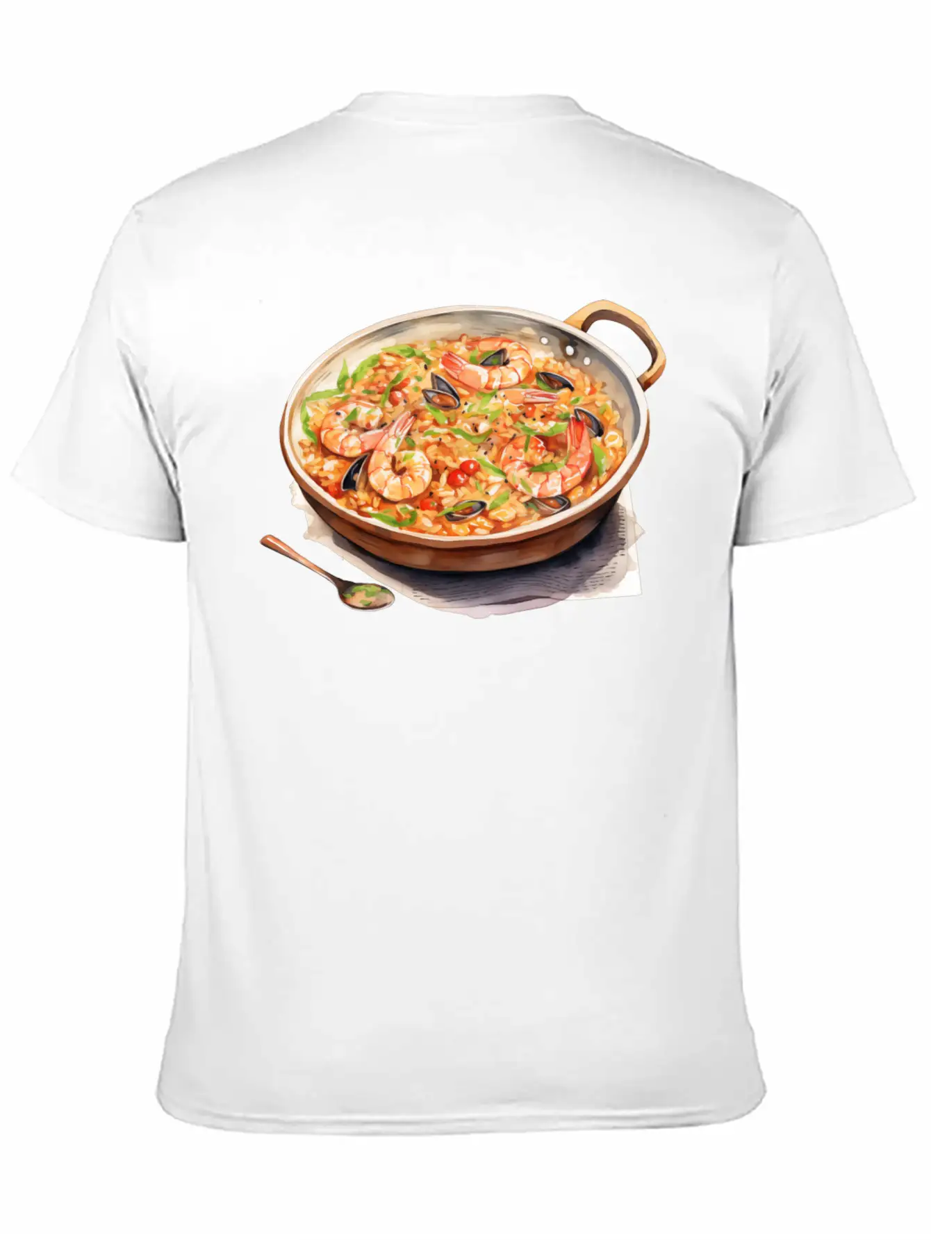 Seafood Risotto In A Copper Pan Lightweight Cotton T-Shirt – Daily Comfort Graphic Shirt