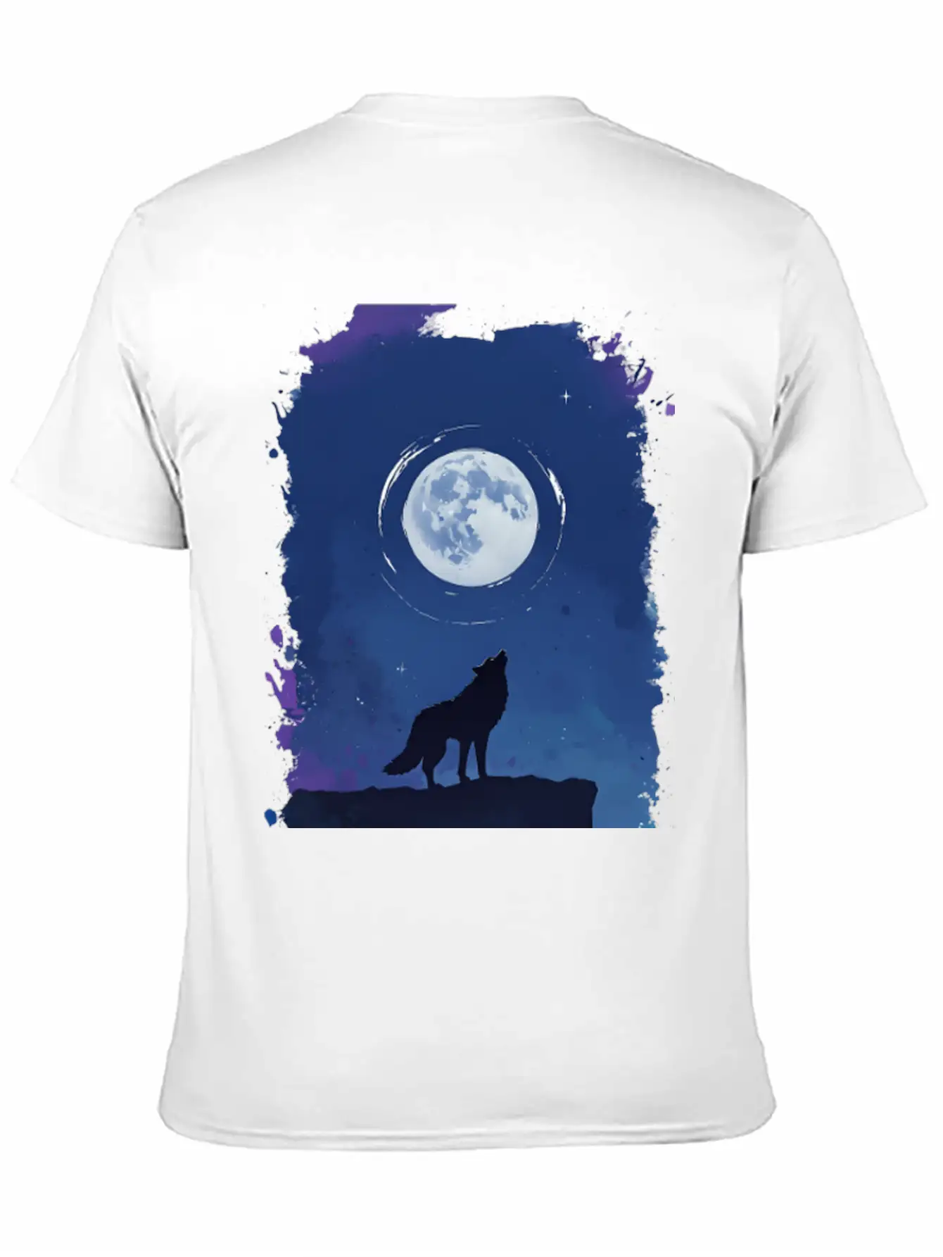 Serene Night Scene Featuring A Wolf Silhouette Lightweight Cotton T-Shirt – Daily Comfort Graphic Shirt