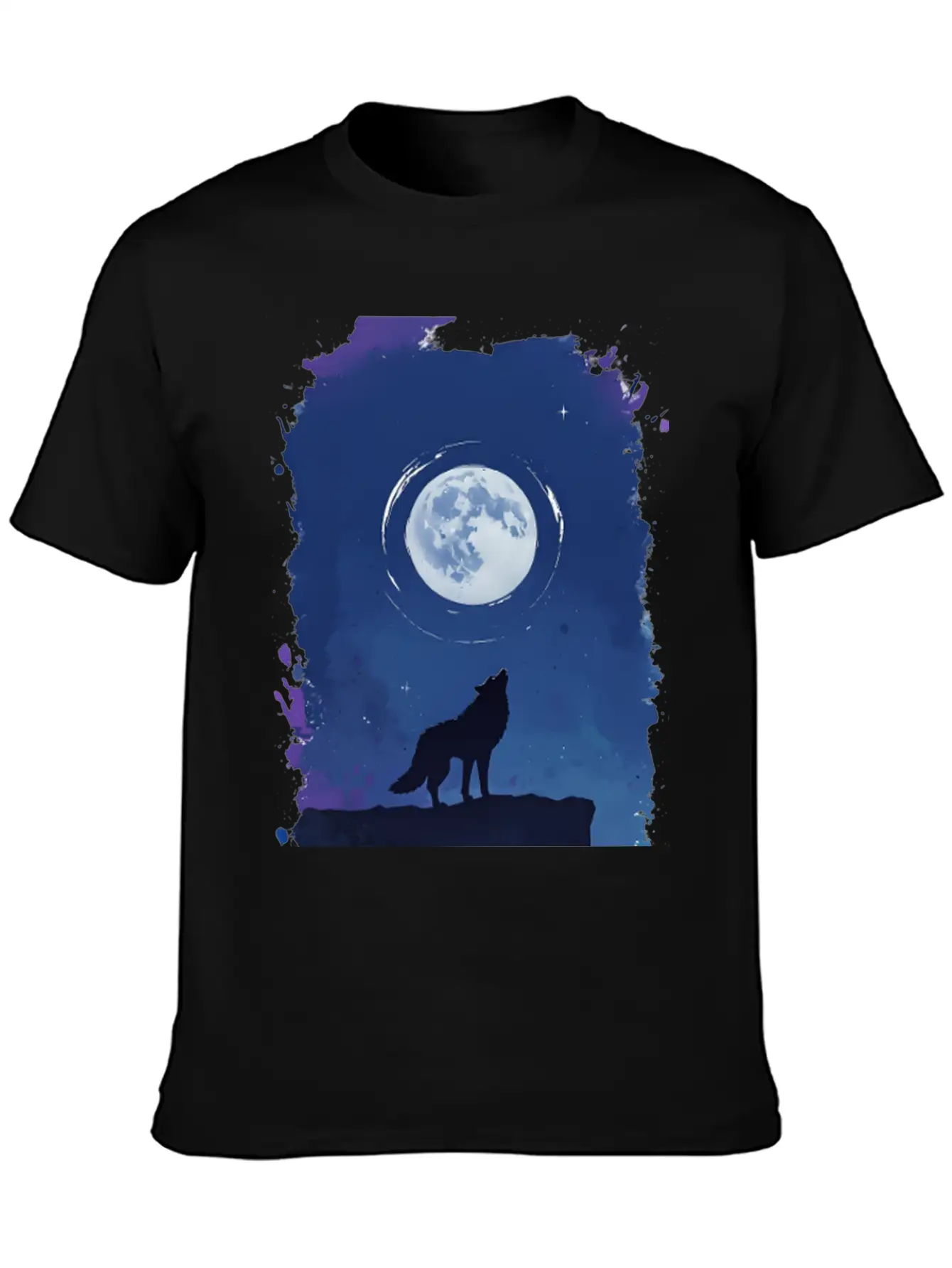 Serene Night Scene Featuring A Wolf Silhouette Lightweight Cotton T-Shirt – Daily Comfort Graphic Shirt