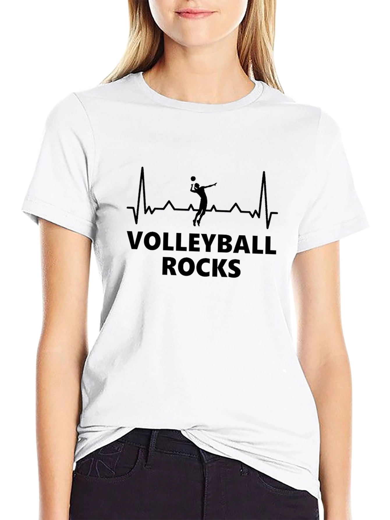 Volleyball Rocks T-Shirt - Heartbeat Design