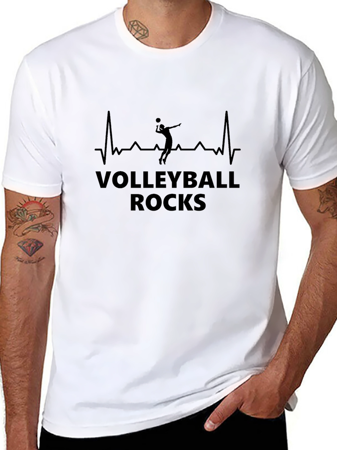 Volleyball Rocks T-Shirt - Heartbeat Design