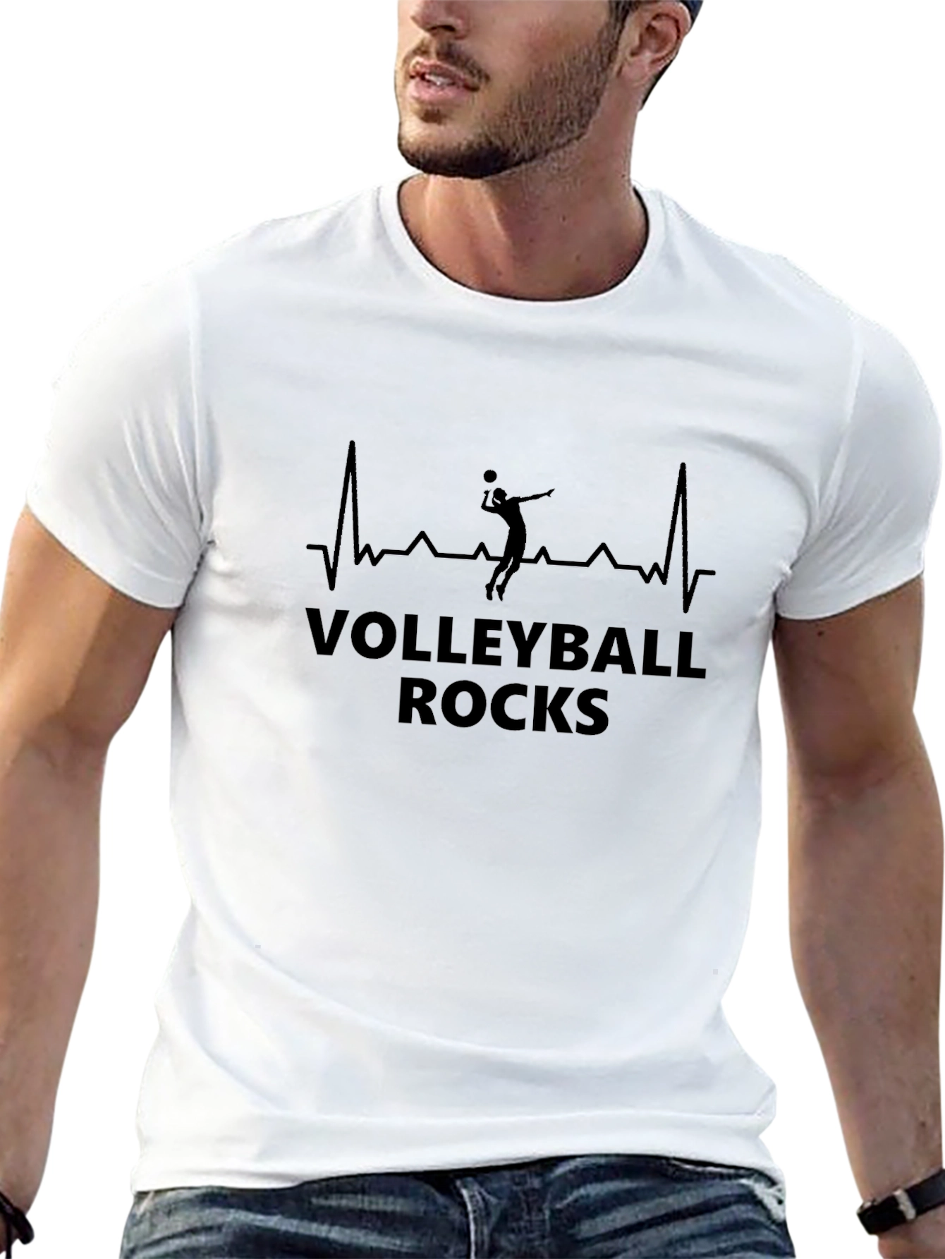 Volleyball Rocks T-Shirt - Heartbeat Design