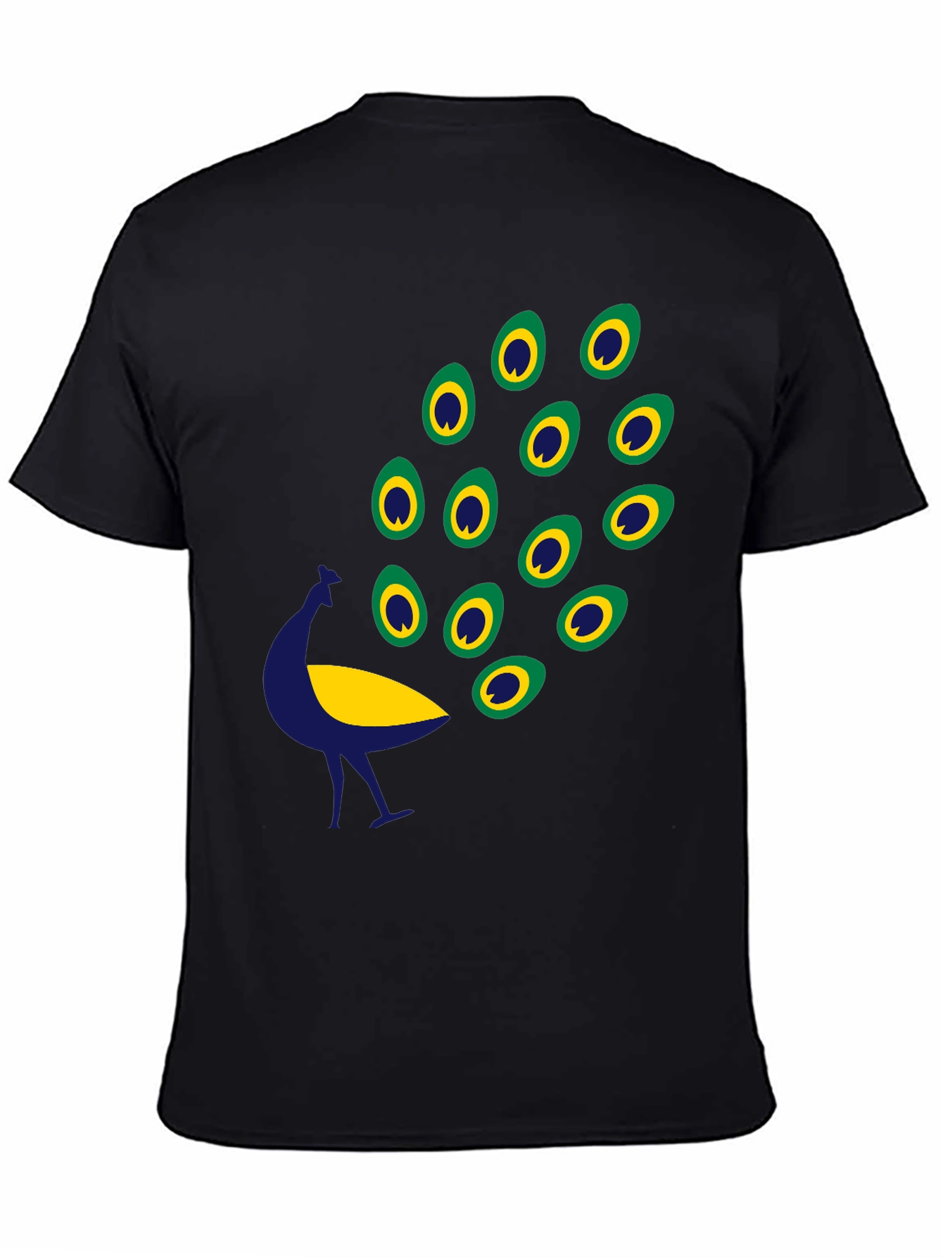 Black Graphic Tee - Peacock Design