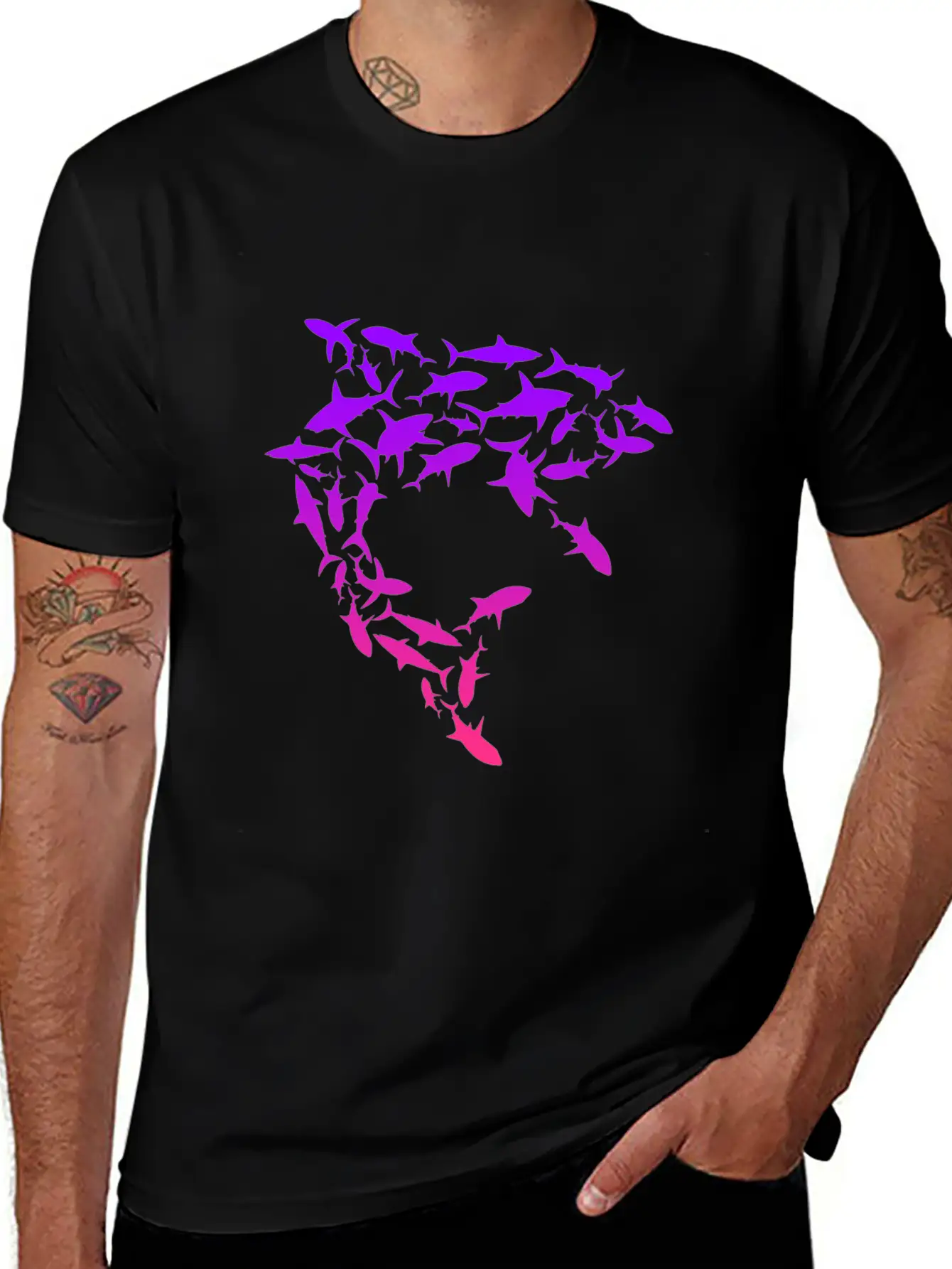 Shark Swarm Save The Sharks Lightweight Cotton T-Shirt – Daily Comfort Graphic Shirt