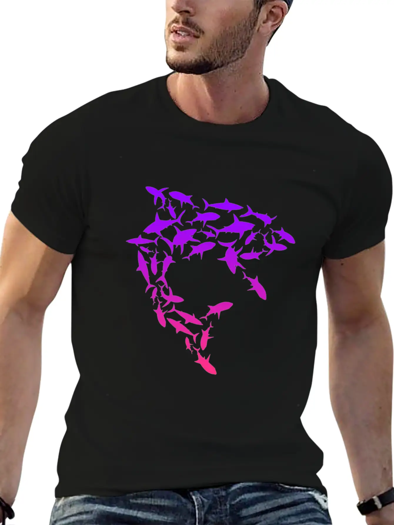 Shark Swarm Save The Sharks Lightweight Cotton T-Shirt – Daily Comfort Graphic Shirt