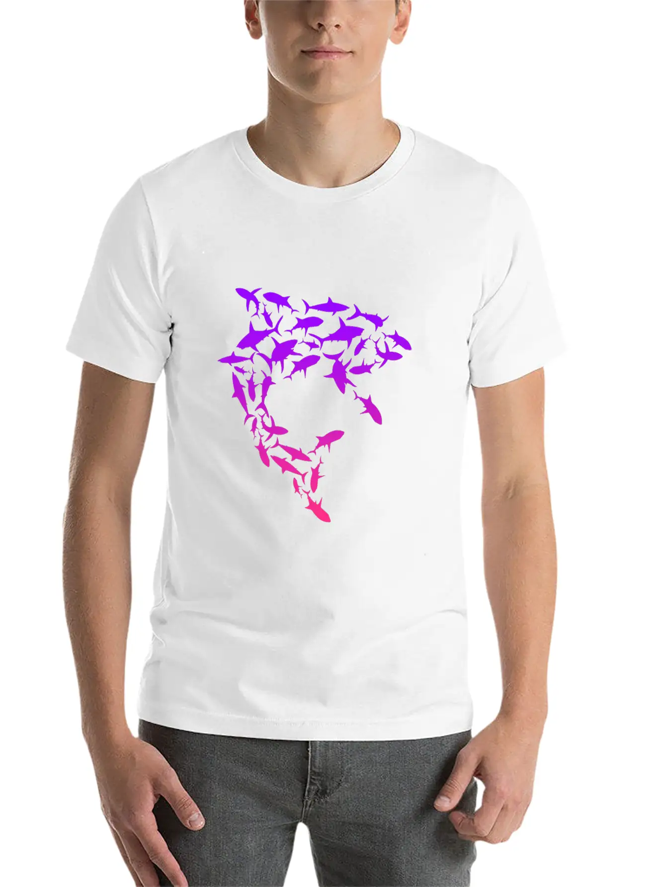 Shark Swarm Save The Sharks Lightweight Cotton T-Shirt – Daily Comfort Graphic Shirt