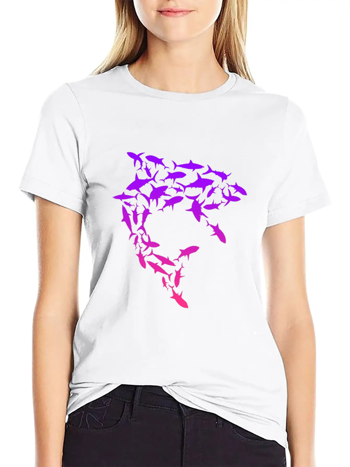 Shark Swarm Save The Sharks Lightweight Cotton T-Shirt – Daily Comfort Graphic Shirt