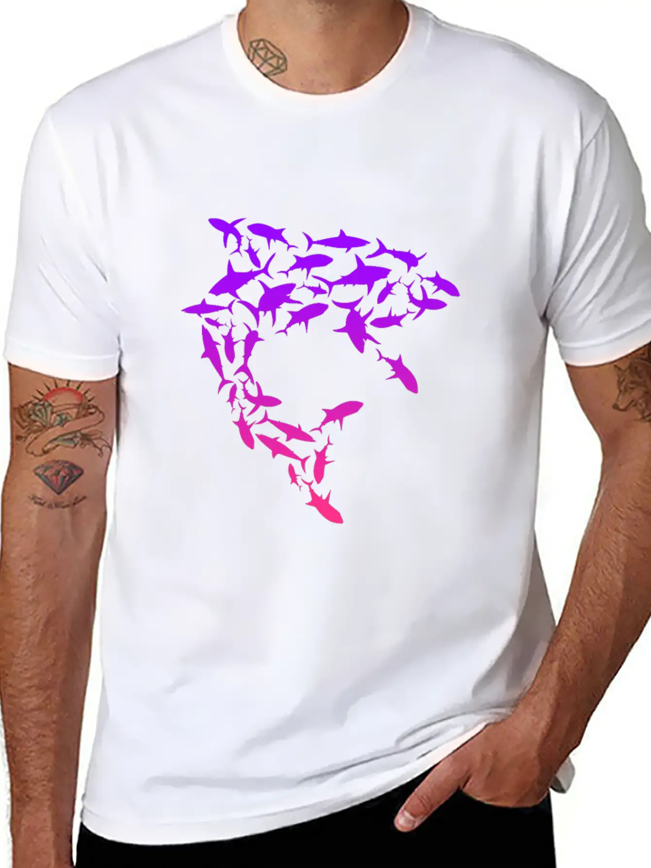 Shark Swarm Save The Sharks Lightweight Cotton T-Shirt – Daily Comfort Graphic Shirt