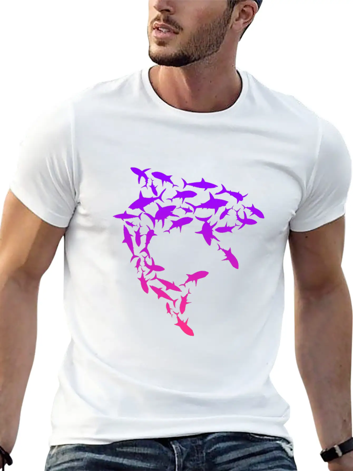 Shark Swarm Save The Sharks Lightweight Cotton T-Shirt – Daily Comfort Graphic Shirt