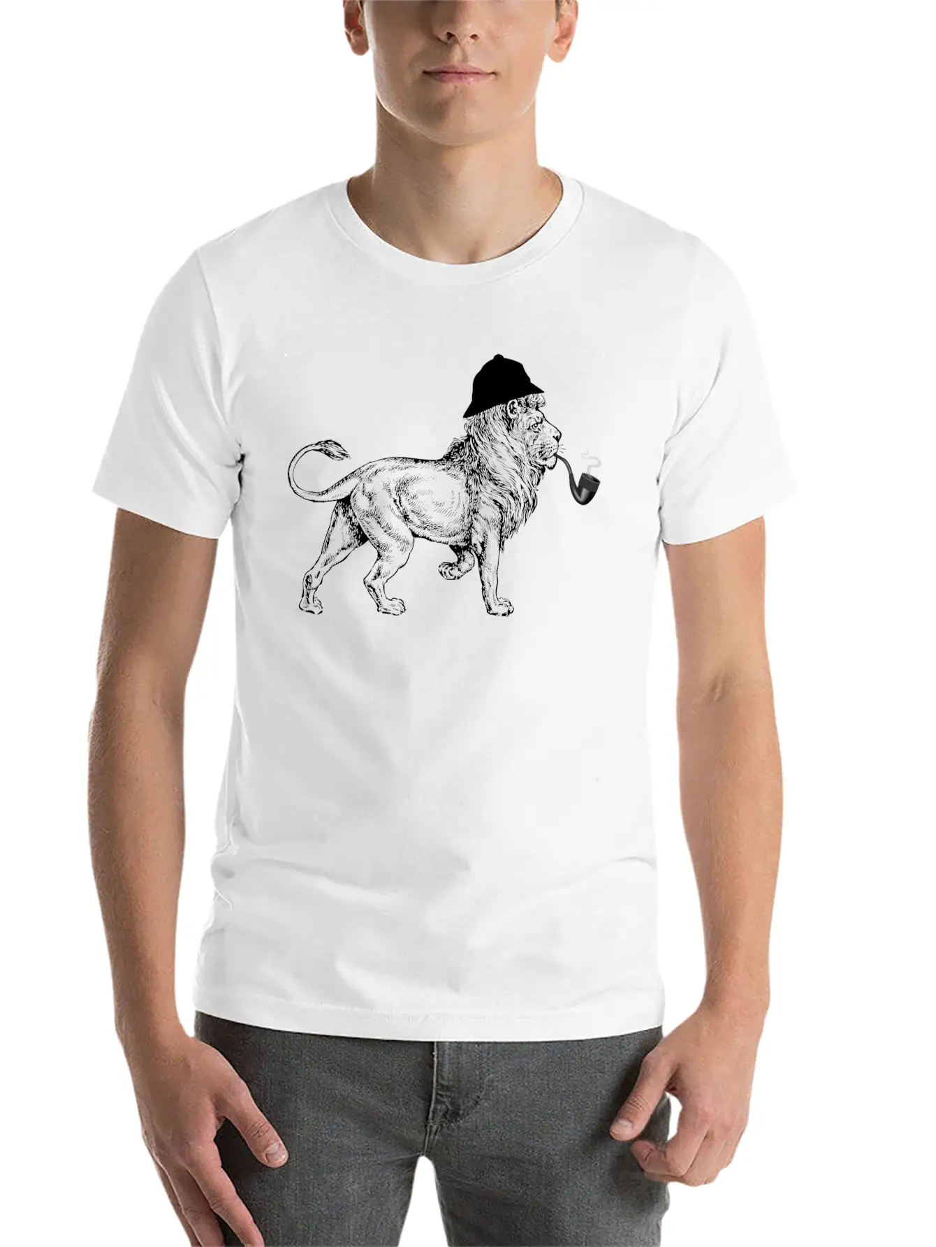 Sherlock Lion Lightweight Cotton T-Shirt – Daily Comfort Graphic Shirt