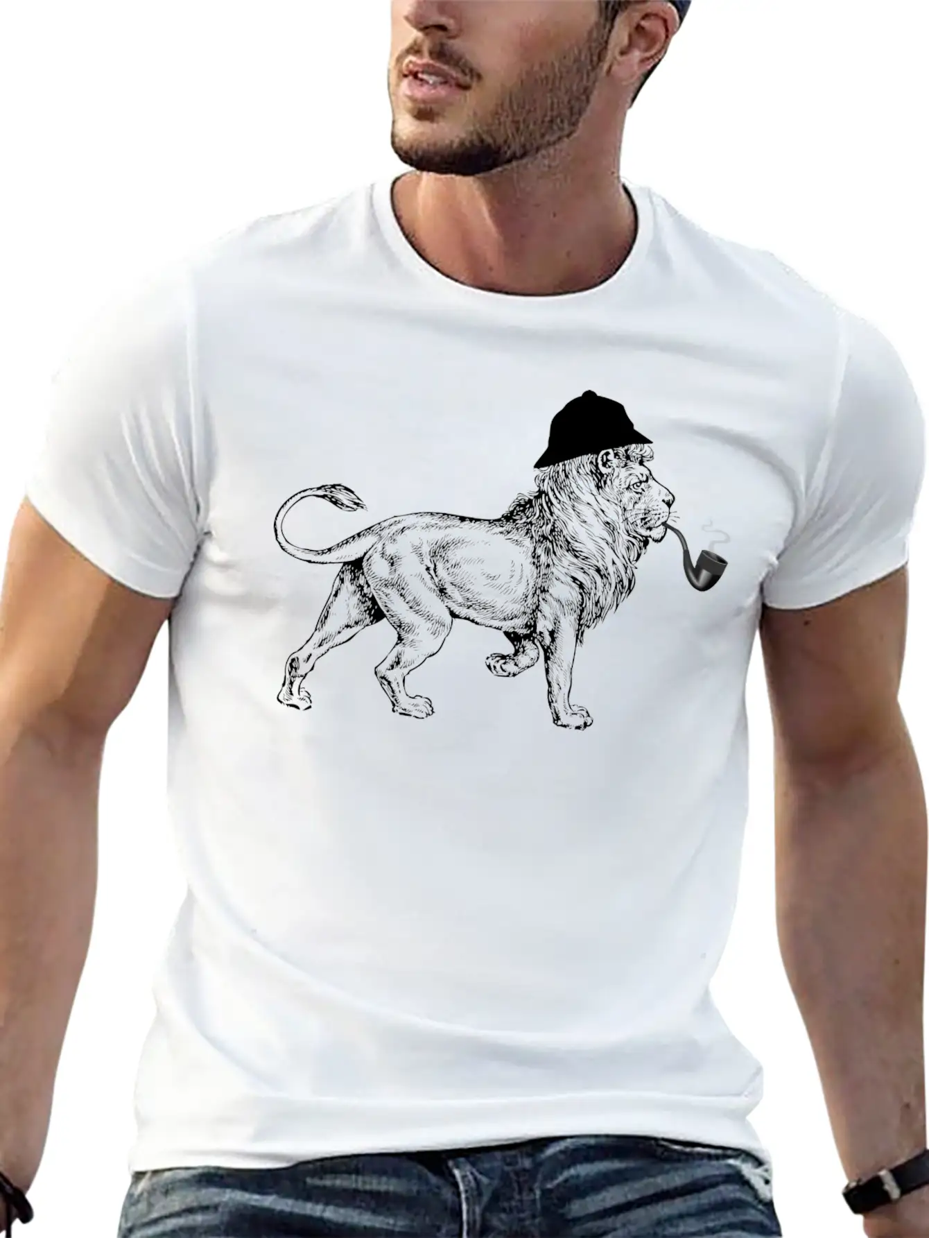 Sherlock Lion Lightweight Cotton T-Shirt – Daily Comfort Graphic Shirt