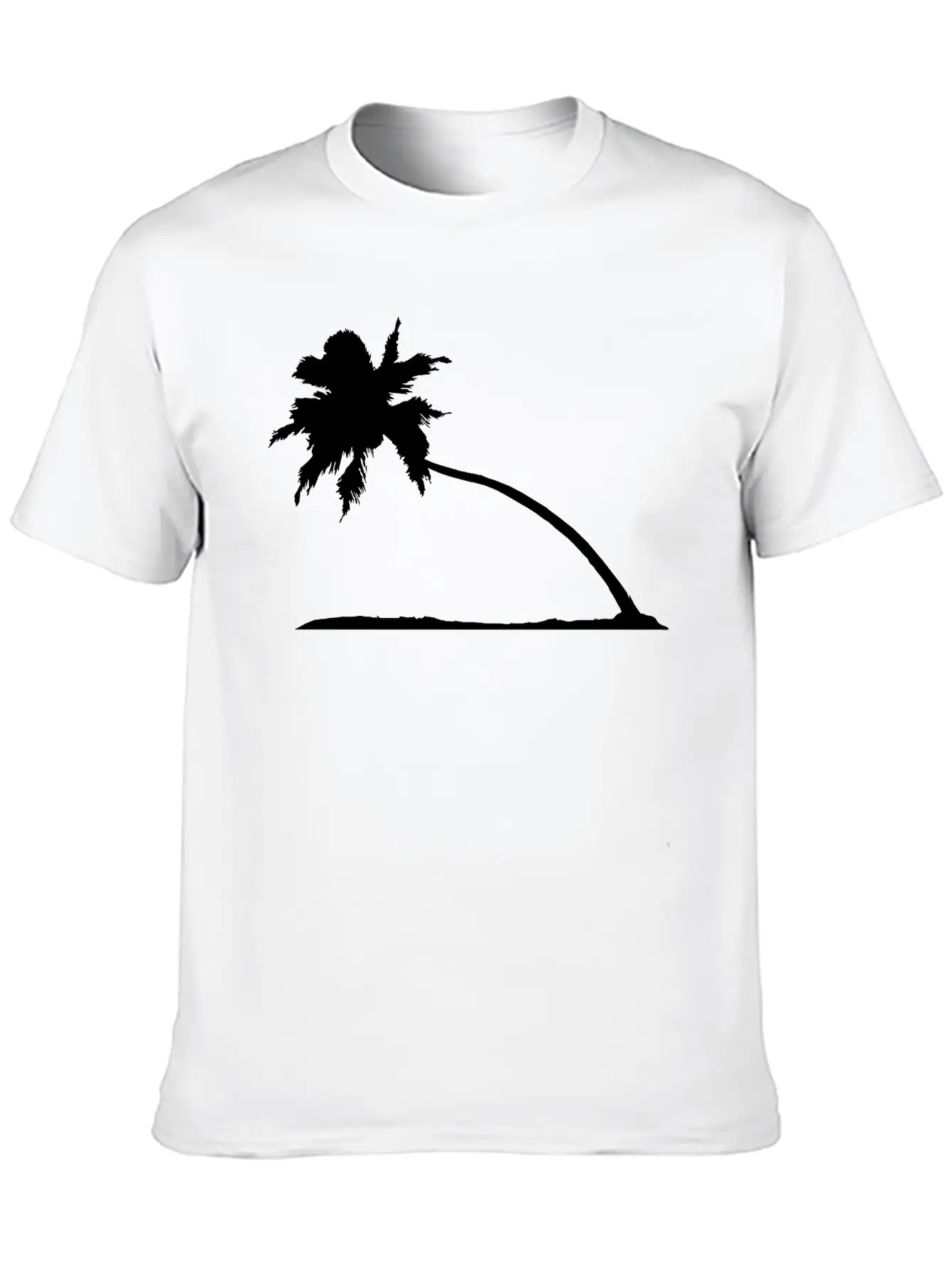 Silhouette Palm Beach Sea Vacation Sloping Tree Va Lightweight Cotton T-Shirt – Daily Comfort Graphic Shirt