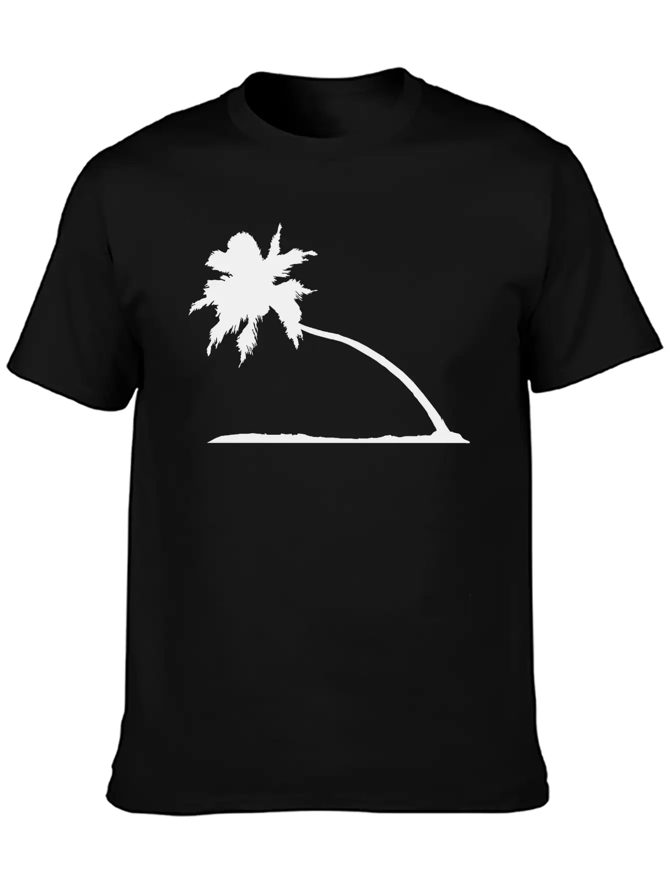 Silhouette Palm Beach Sea Vacation Sloping Tree Va Lightweight Cotton T-Shirt – Daily Comfort Graphic Shirt