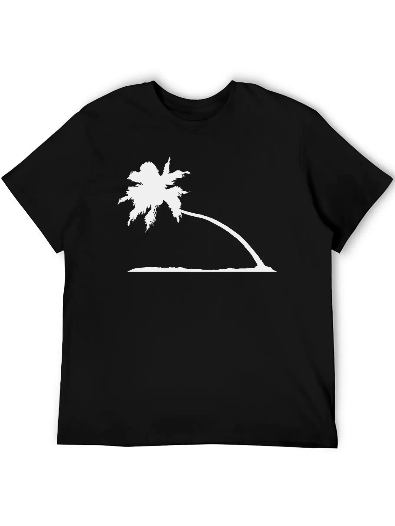 Silhouette Palm Beach Sea Vacation Sloping Tree Va Lightweight Cotton T-Shirt – Daily Comfort Graphic Shirt