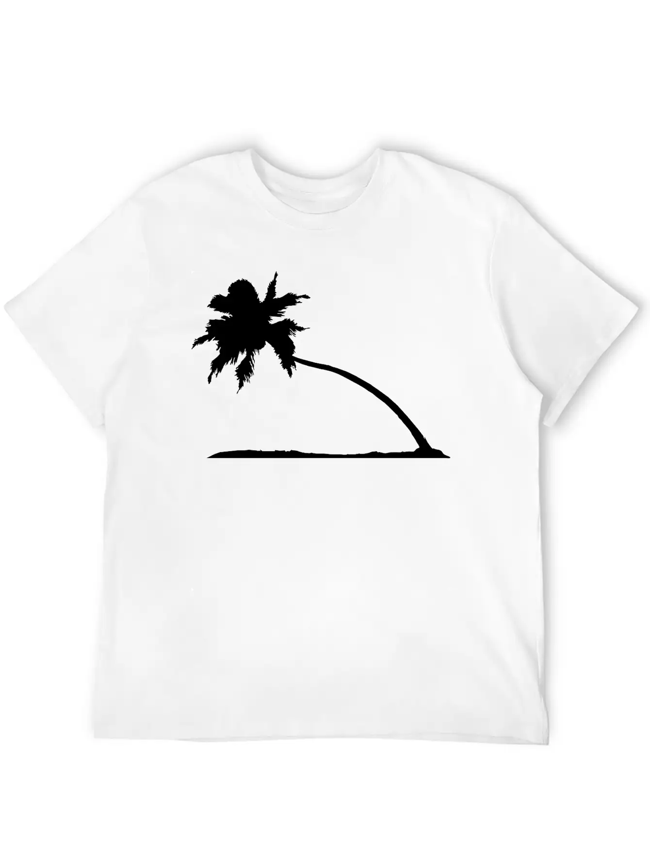 Silhouette Palm Beach Sea Vacation Sloping Tree Va Lightweight Cotton T-Shirt – Daily Comfort Graphic Shirt