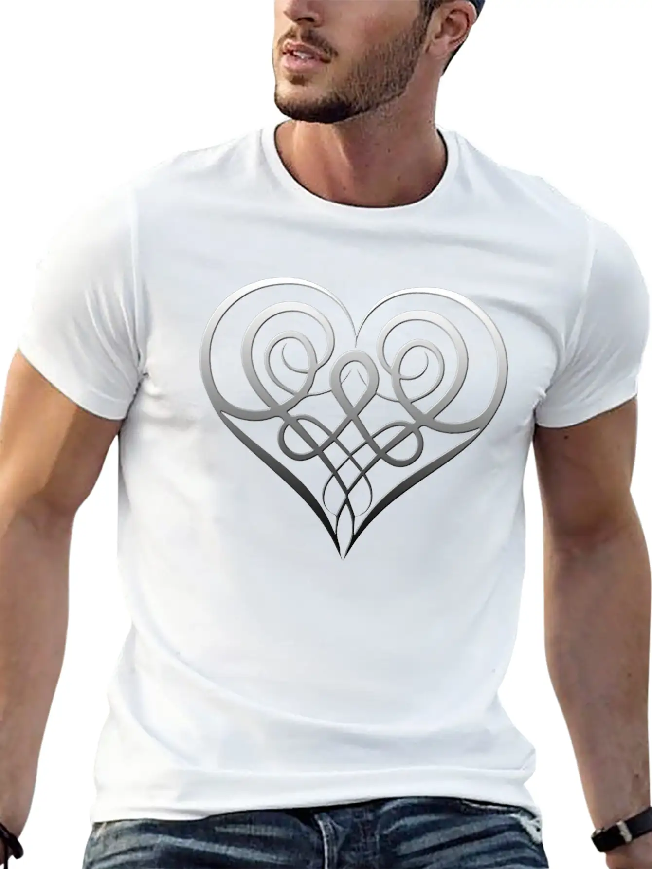 Silver Heart Lightweight Cotton T-Shirt – Daily Comfort Graphic Shirt