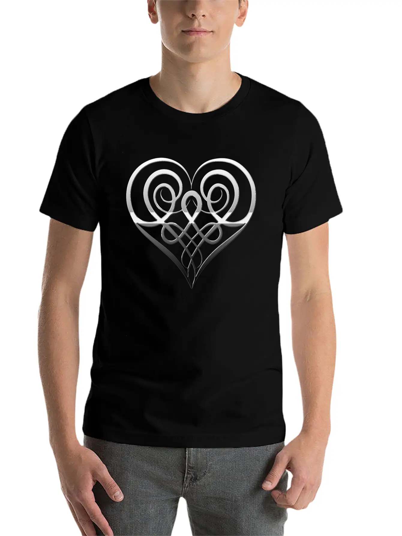 Silver Heart Lightweight Cotton T-Shirt – Daily Comfort Graphic Shirt