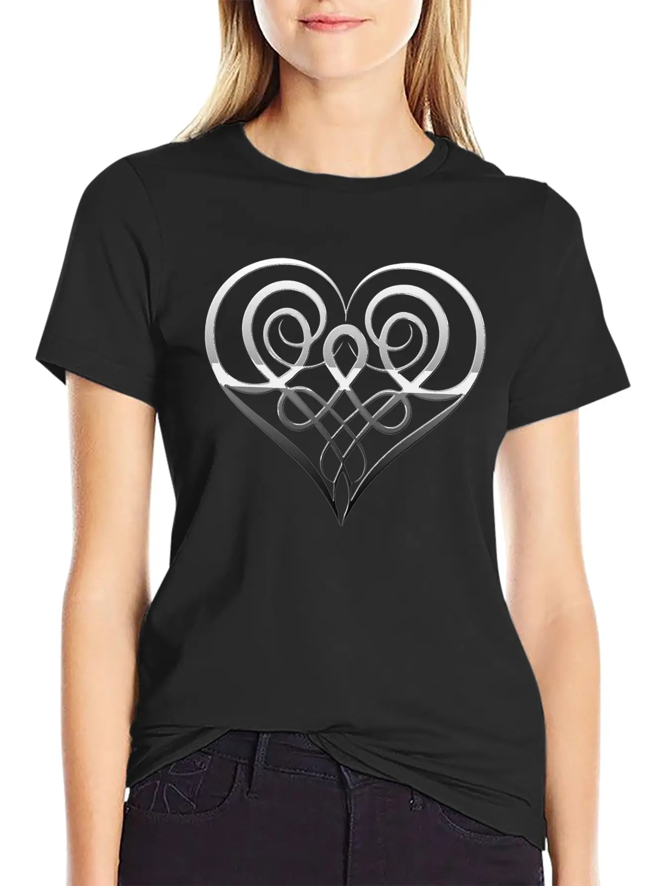 Silver Heart Lightweight Cotton T-Shirt – Daily Comfort Graphic Shirt