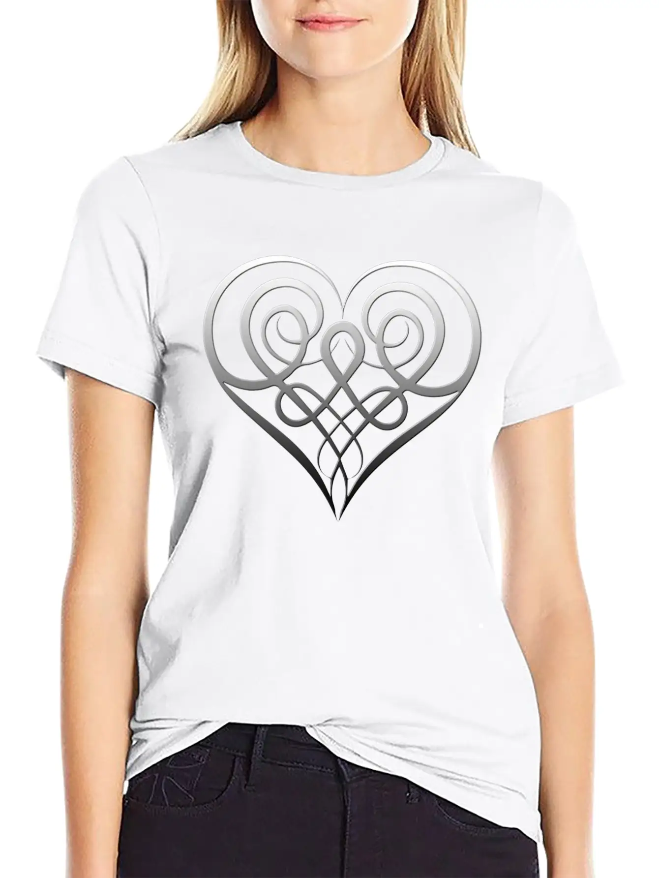 Silver Heart Lightweight Cotton T-Shirt – Daily Comfort Graphic Shirt