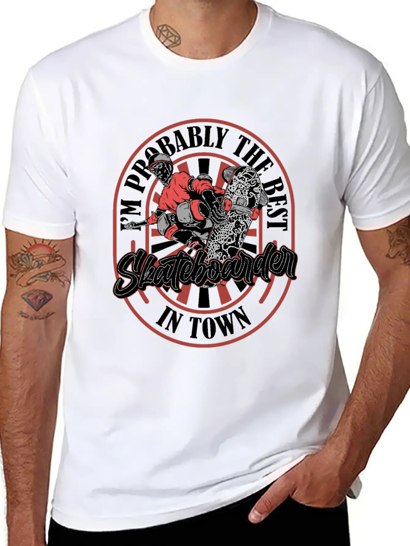 Skateboard Skater Funny Lightweight Cotton T-Shirt – Daily Comfort Graphic Shirt