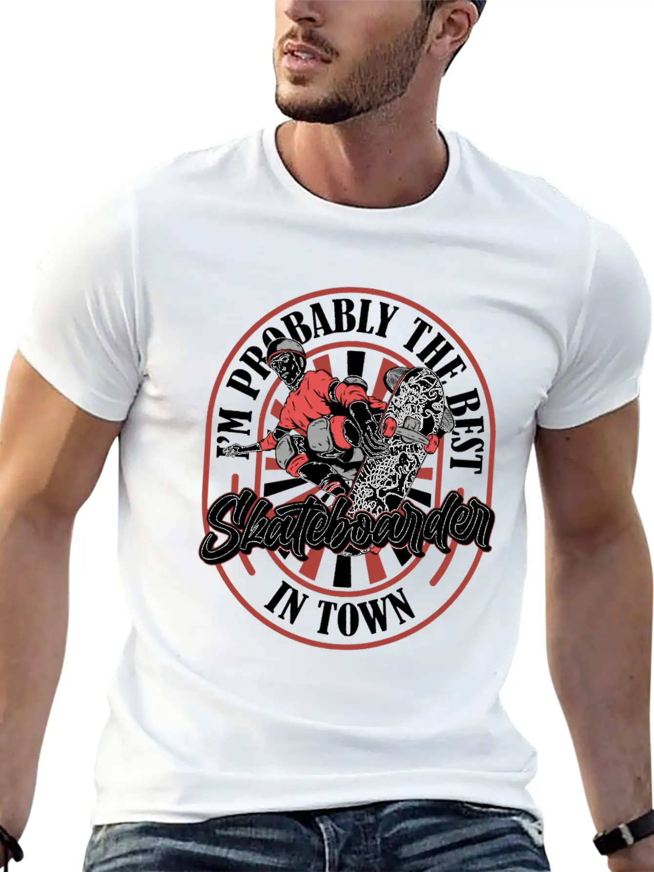 Skateboard Skater Funny Lightweight Cotton T-Shirt – Daily Comfort Graphic Shirt