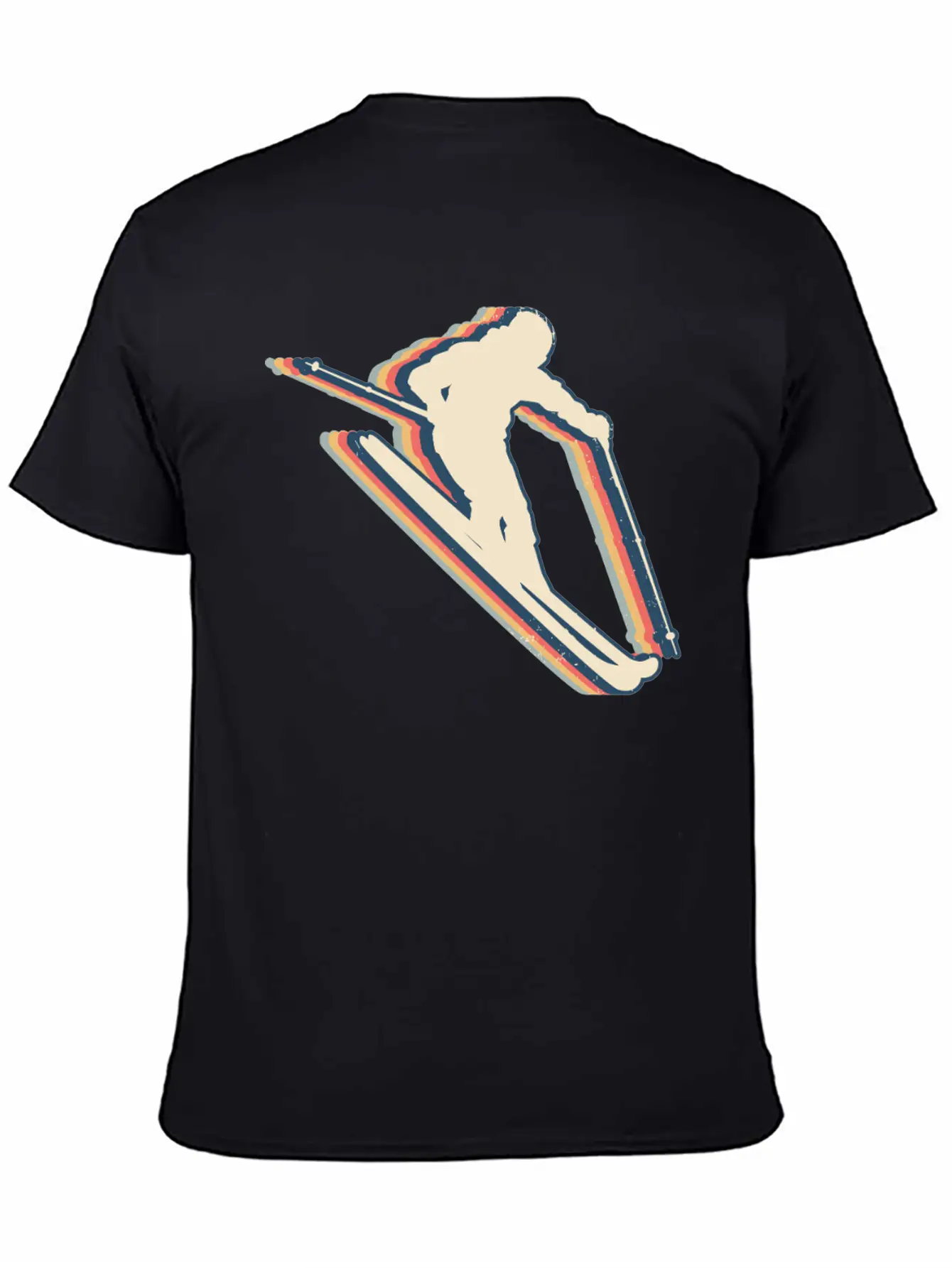 Skiing Ski Skier Retro Line Art Lightweight Cotton T-Shirt – Daily Comfort Graphic Shirt