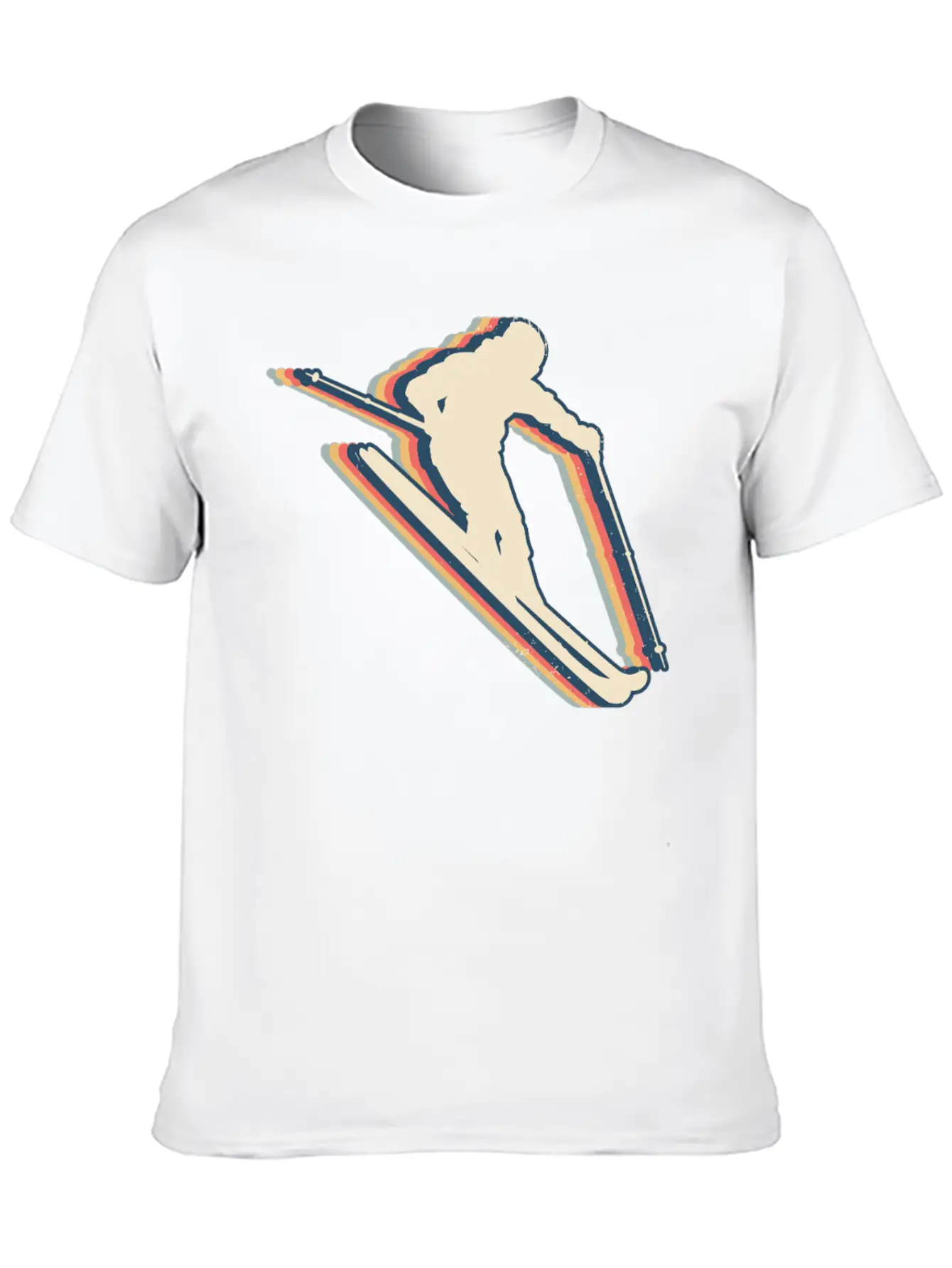 Skiing Ski Skier Retro Line Art Lightweight Cotton T-Shirt – Daily Comfort Graphic Shirt
